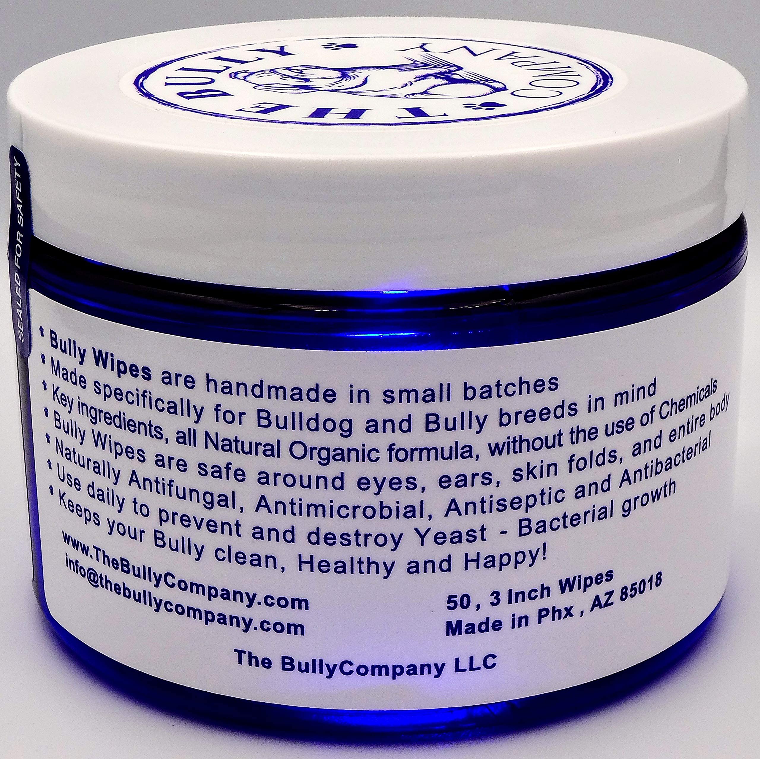 Bully Wipes - Bulldog Wrinkle Wipes Specifically For Bulldog Breeds All Natural Organic Formula Refreshing Botanical Scent - Removes Dirt - Safe To Use Around Eyes, Ears, Paw, Wrinkles!