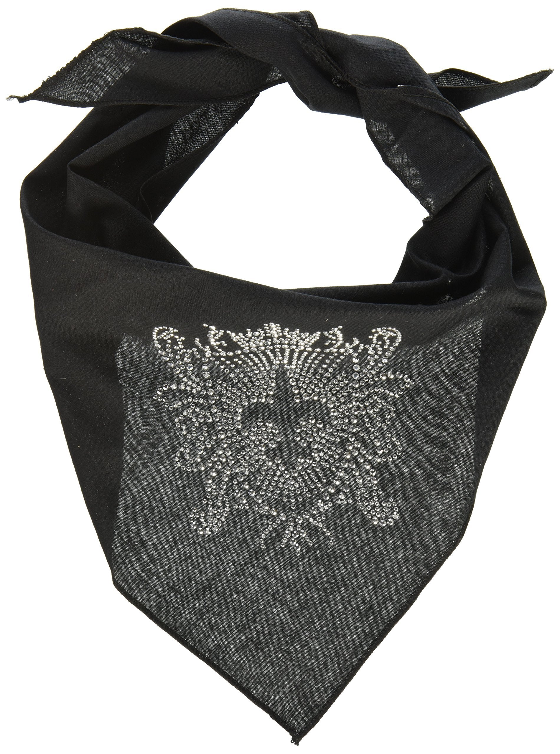 Pet and Dog Bandana Rhinestone, Fleur De Lis Shield Black Large