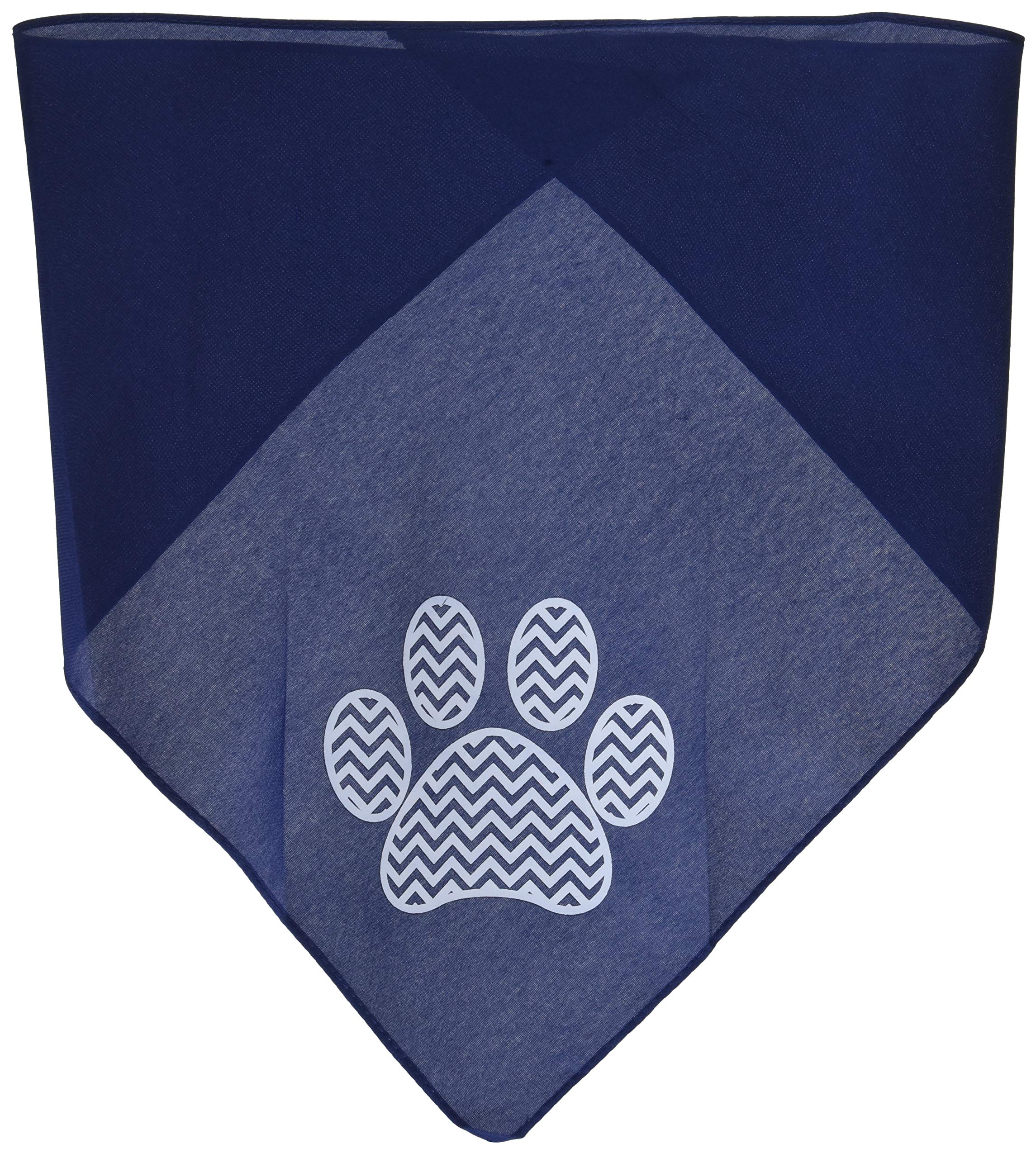 Mirage Pet Products Chevron Paw Screen Print Bandana, Navy Blue, Large