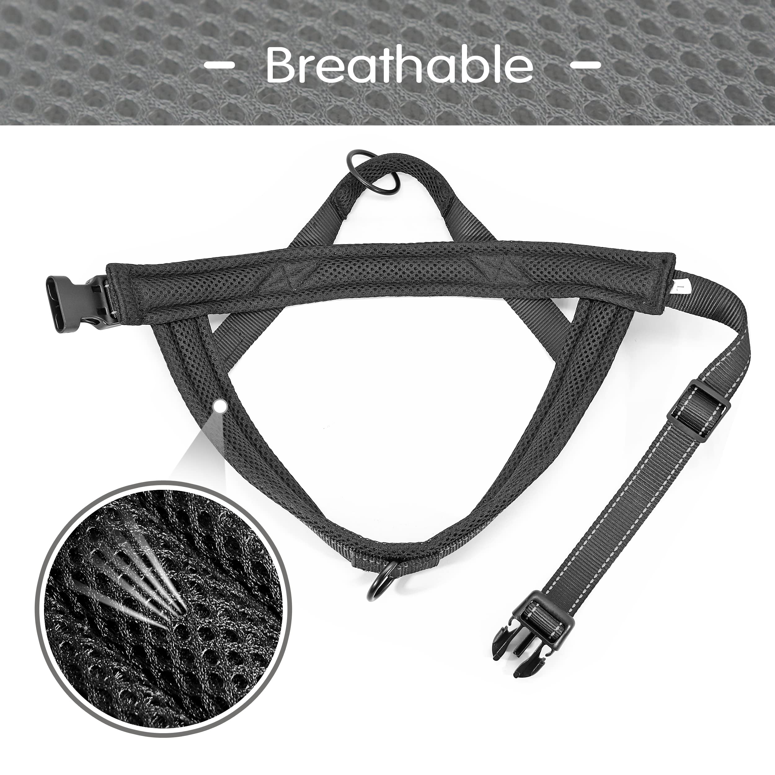 Didog Soft Mesh Padded Dog Vest Harness, Escape Proof / Quick Fit Reflective Dog Strap Harness,Easy For Walking Training (M:Chest 21-26', Mesh-Black)