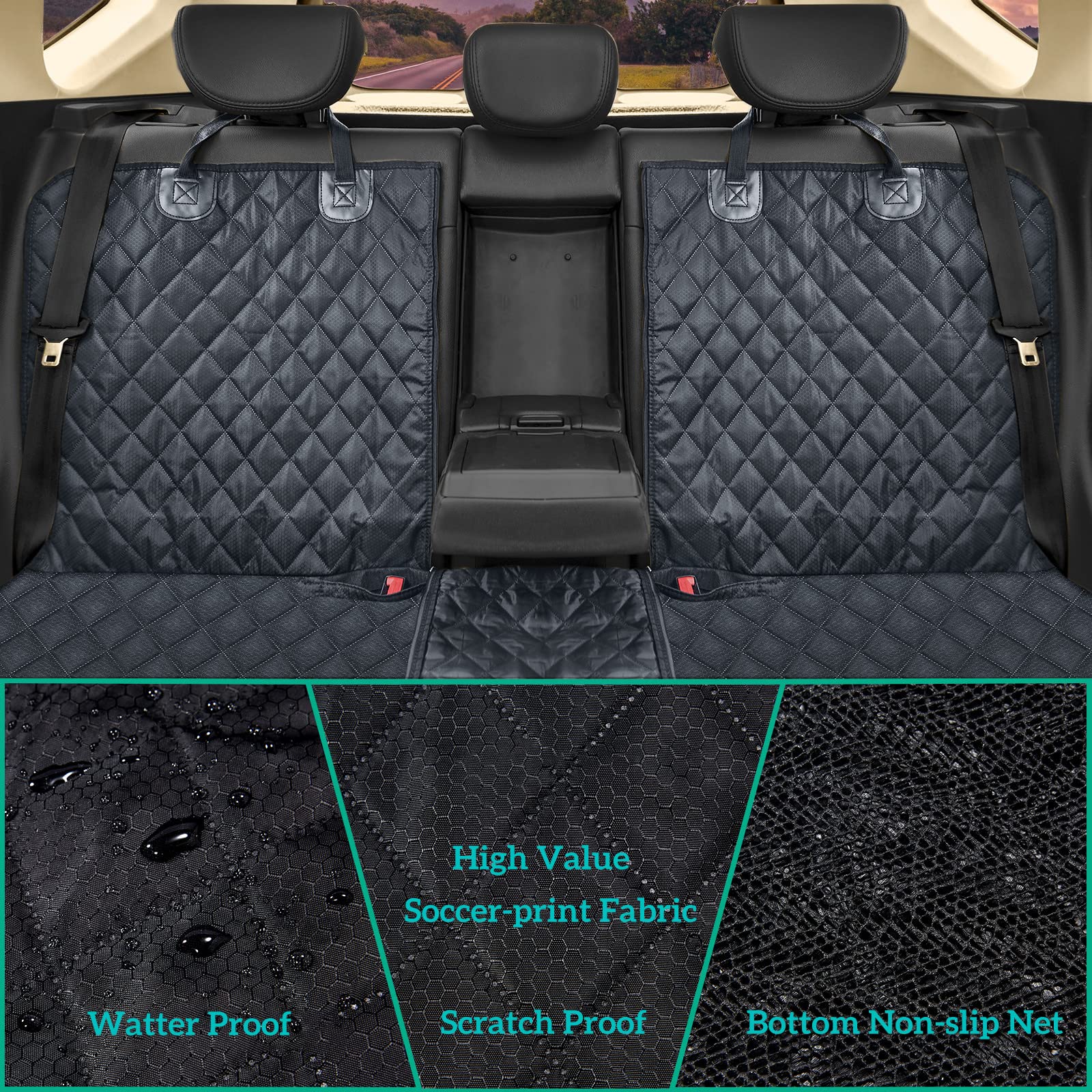 ANOSOSPECIAL Dog Car Seat Cover for Back Seat Cover,Non Stick Fur Rear Seat Protector for Pet,Nonslip Waterproof Durable Univers