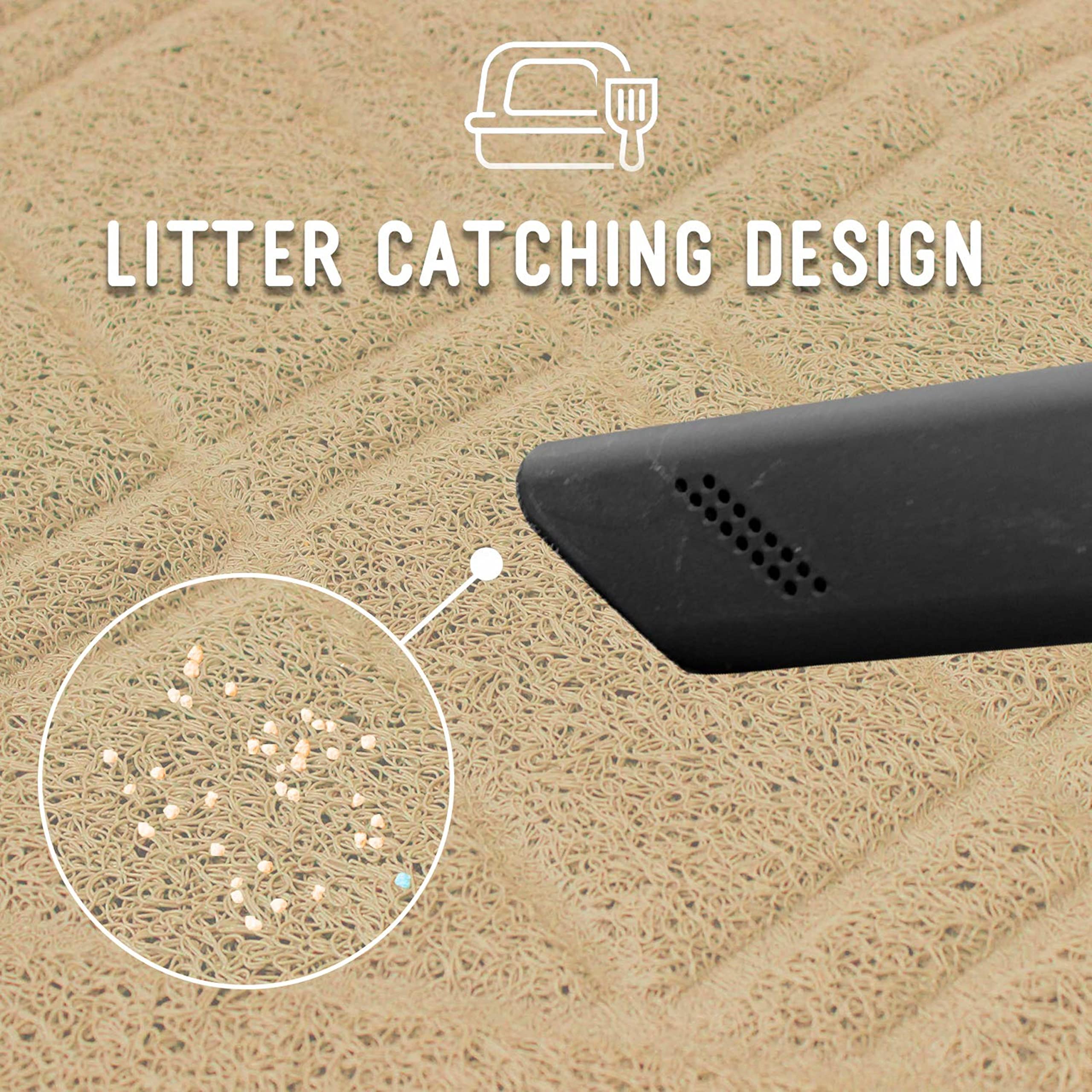 Downtown Pet Supply - Padded Non-Slip Cat Litter Mat - Waterproof For All Litter Types - Beige Large 35 In X 42 In