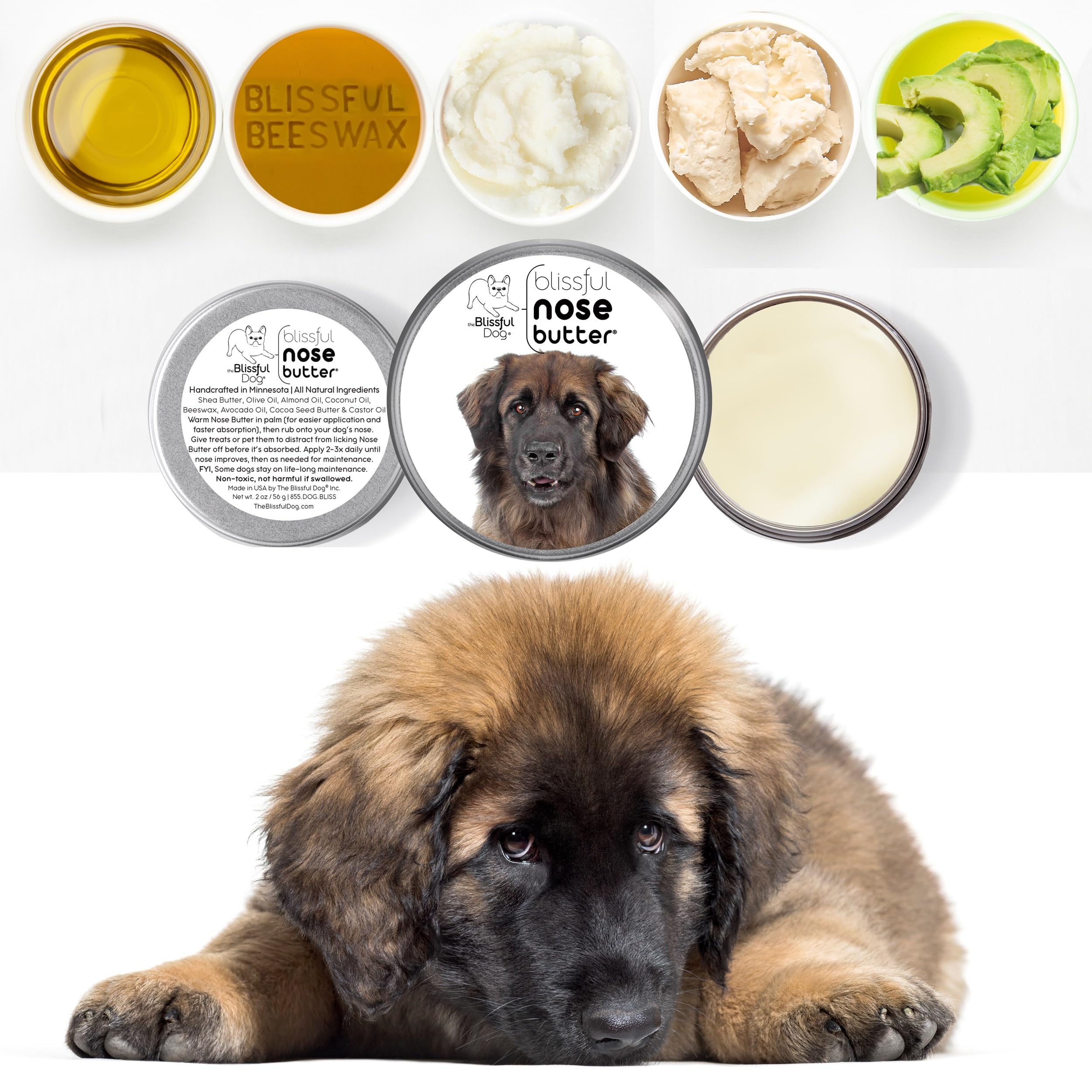 The Blissful Dog Leonberger Unscented Nose Butter - Dog Nose Butter, 4 Ounce