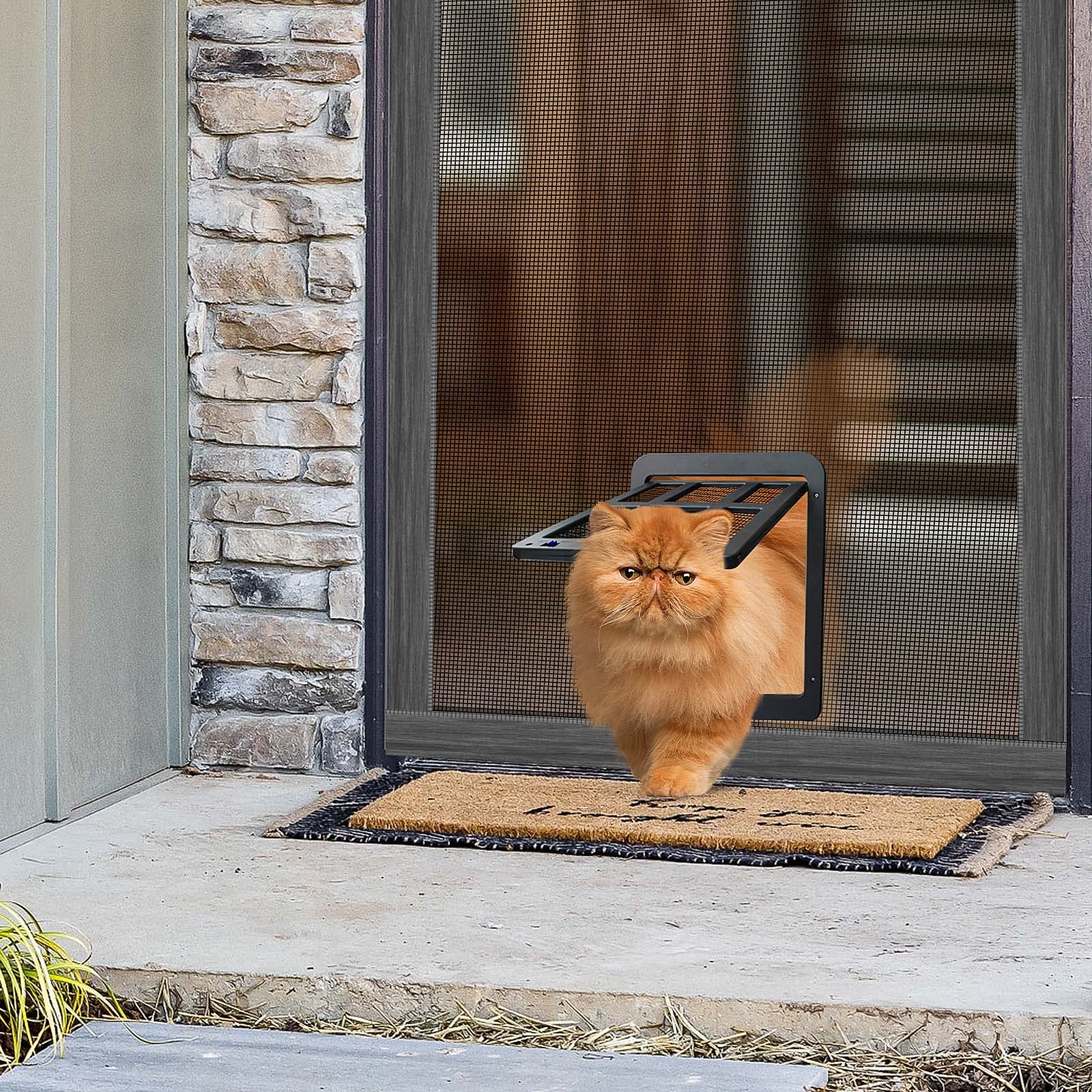 Namsan Screen Cat Door For Sliding Door 8.2 X 9.6 Inches Entrance Screen Pet Door For Small Dogs Cats Magnetic Automatic Closure Gate