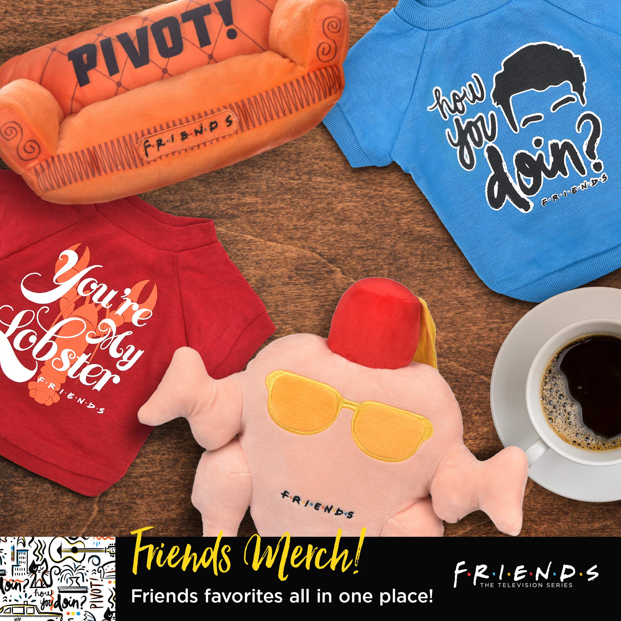Friends Central Perk Coffee Mug Plush Dog Toy - Soft 4" Squeaky Toy for Dogs, Polyester Material, Model FF13116