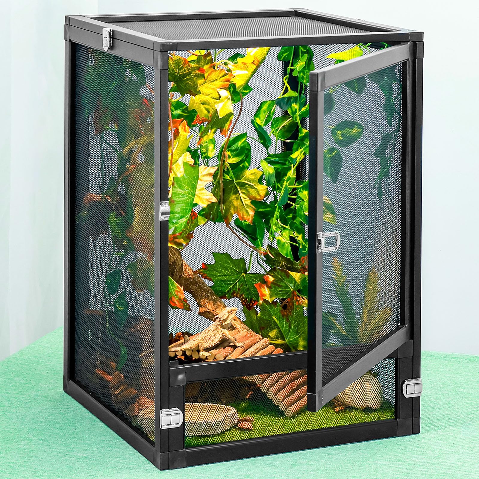 Binano 13 Gal Detachable And Foldable Reptile Butterfly Cage Terrarium, 360 Observation, Airflow, Interaction In Gecko Tank For 