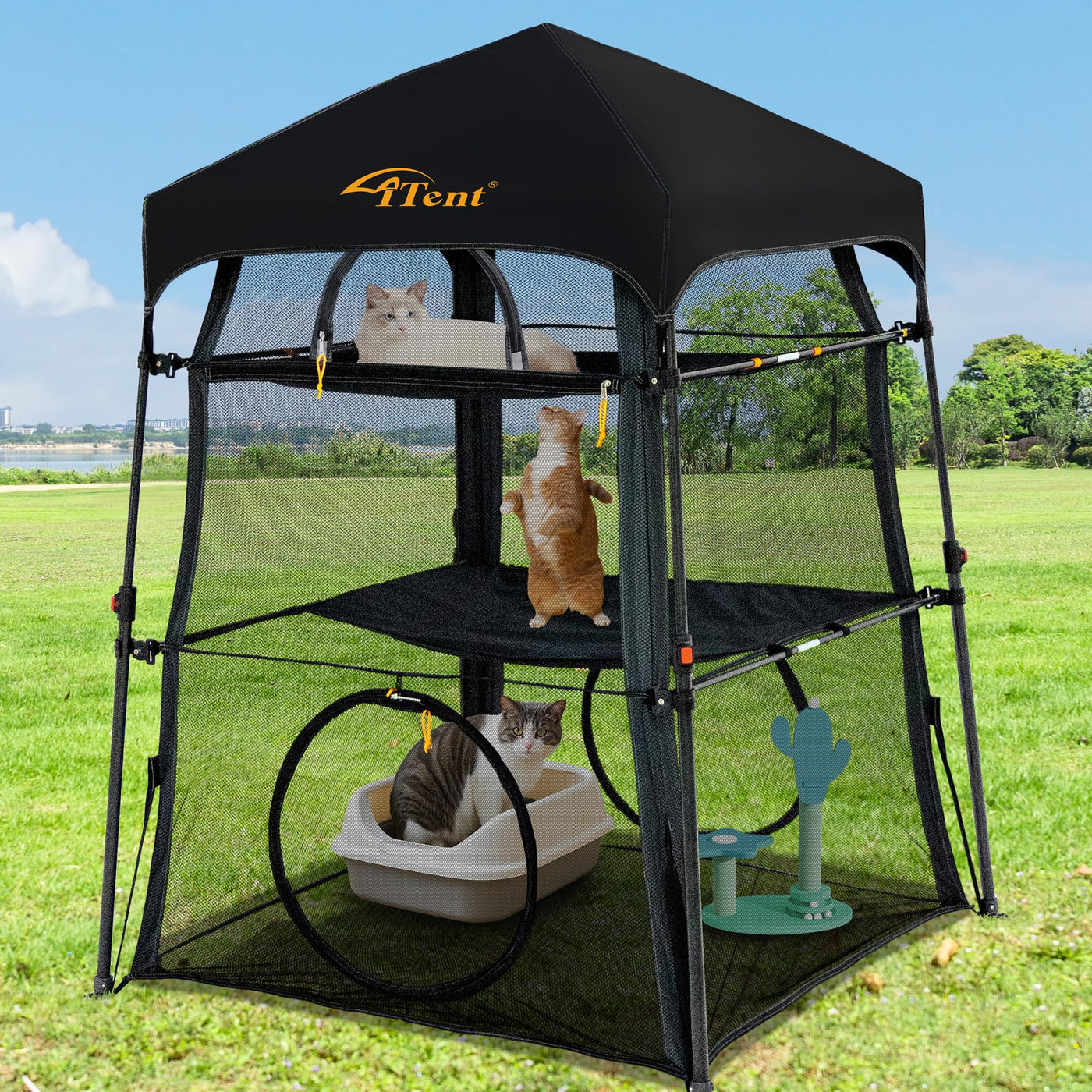 enclosure tent Itent Extra Large Triple Catio Outdoor Cat Enclosure,Pop Up 3 Tier Cat – Petocart