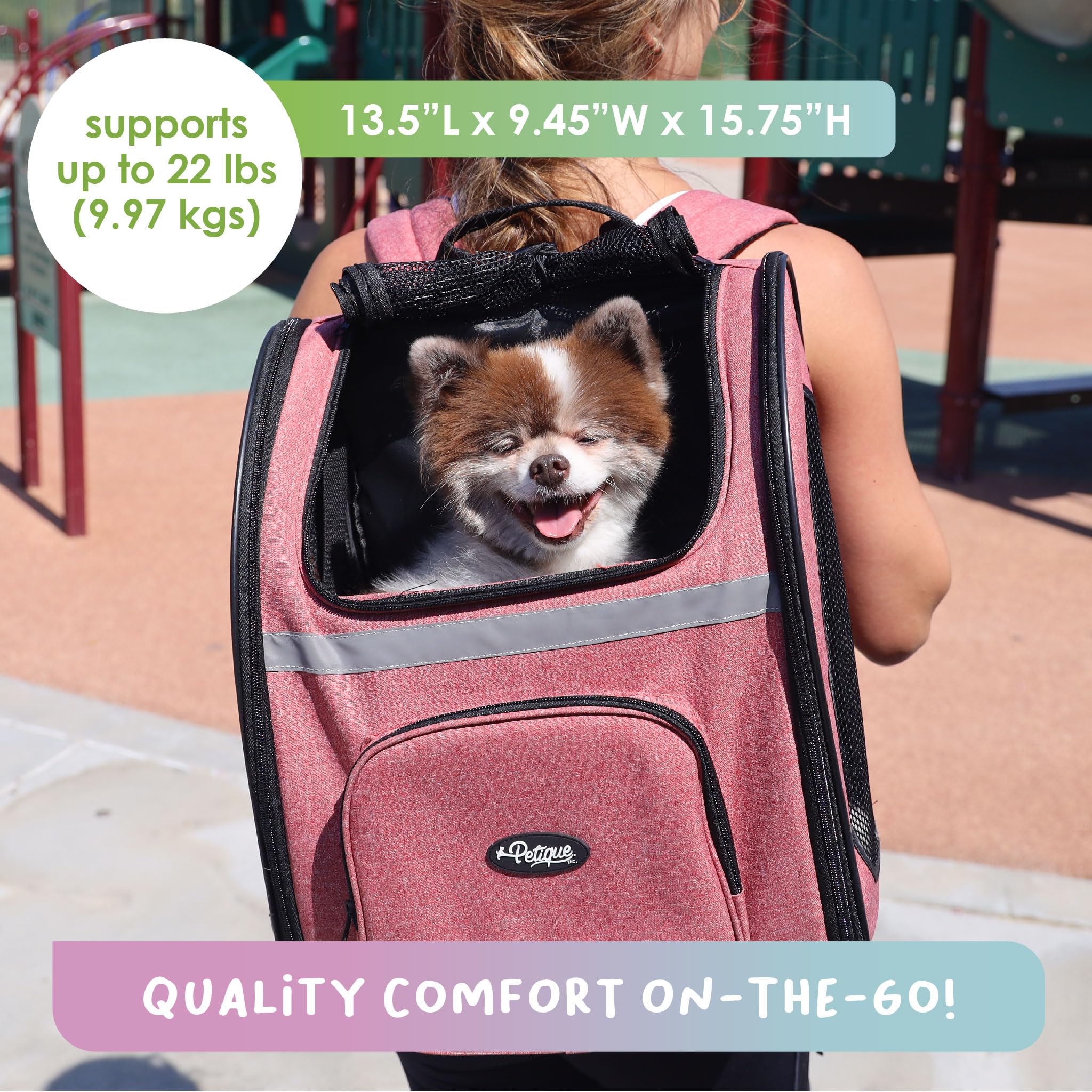 Petique Pet Backpacker, Pet Carrier For Small Size Pets, Ventilated Backpack Bag For Cats & Dogs