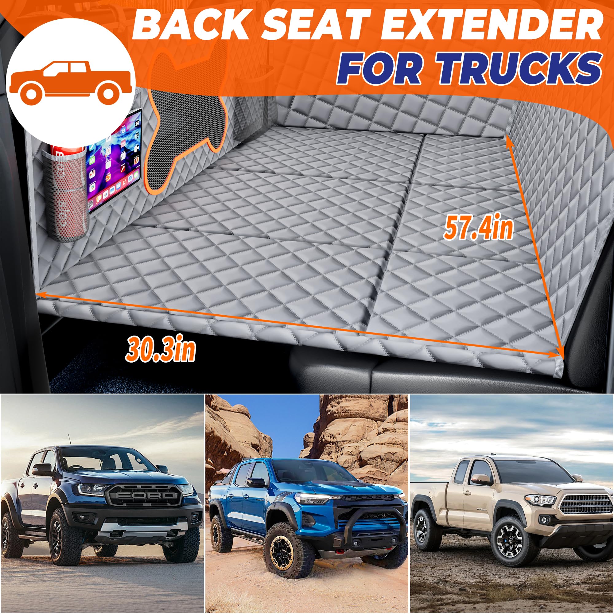 Geotick Dog Seat Cover For Trucks, Hard Bottom Dog Hammock Back Seat Extender For Dogs For F150, Ram1500,Silverado,Gmc Sierra -