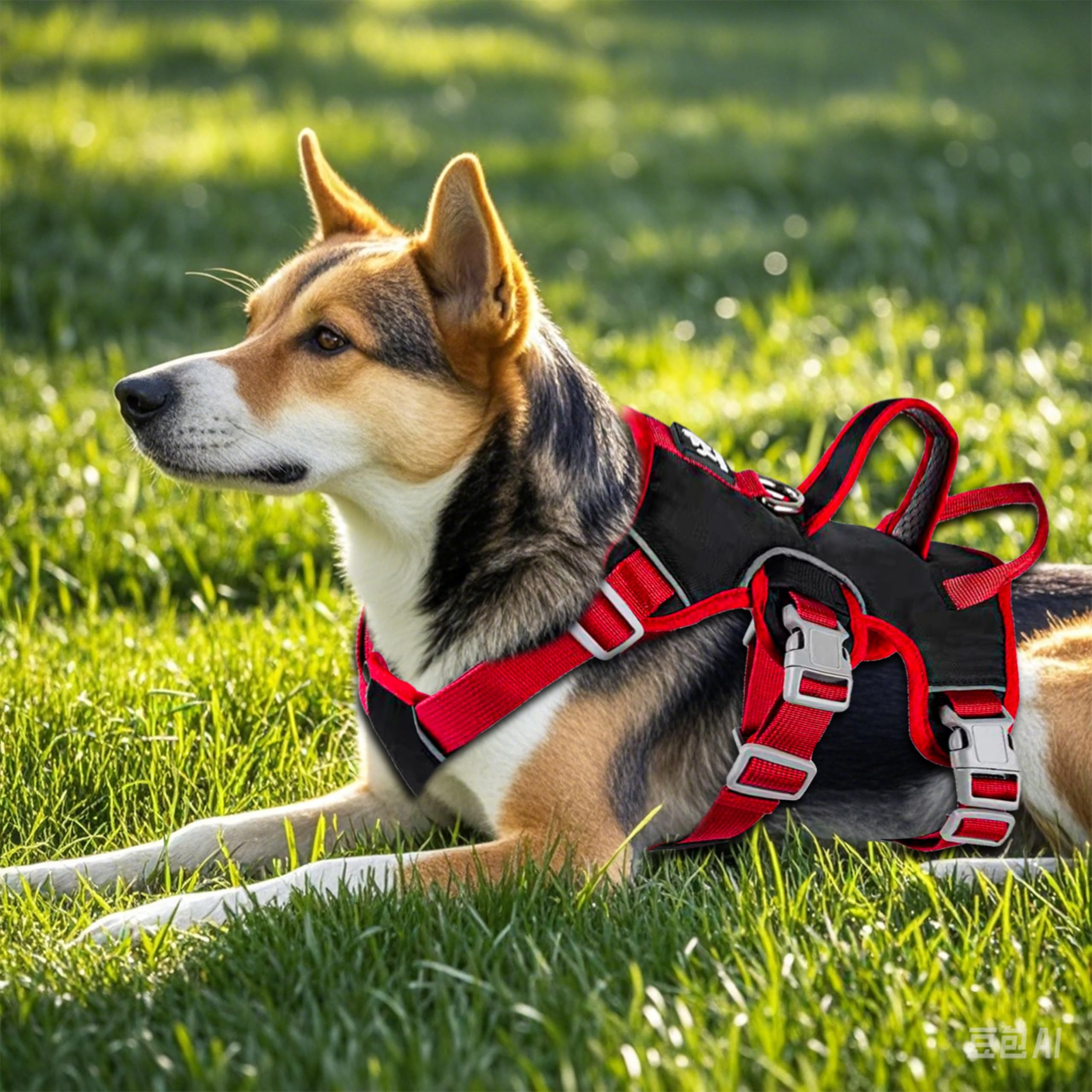 Escape Proof Dog Harness, No Pull Reflective Adjustable Vest With Easy Control Lift Handle, No Choke Soft Padded Breathable Full