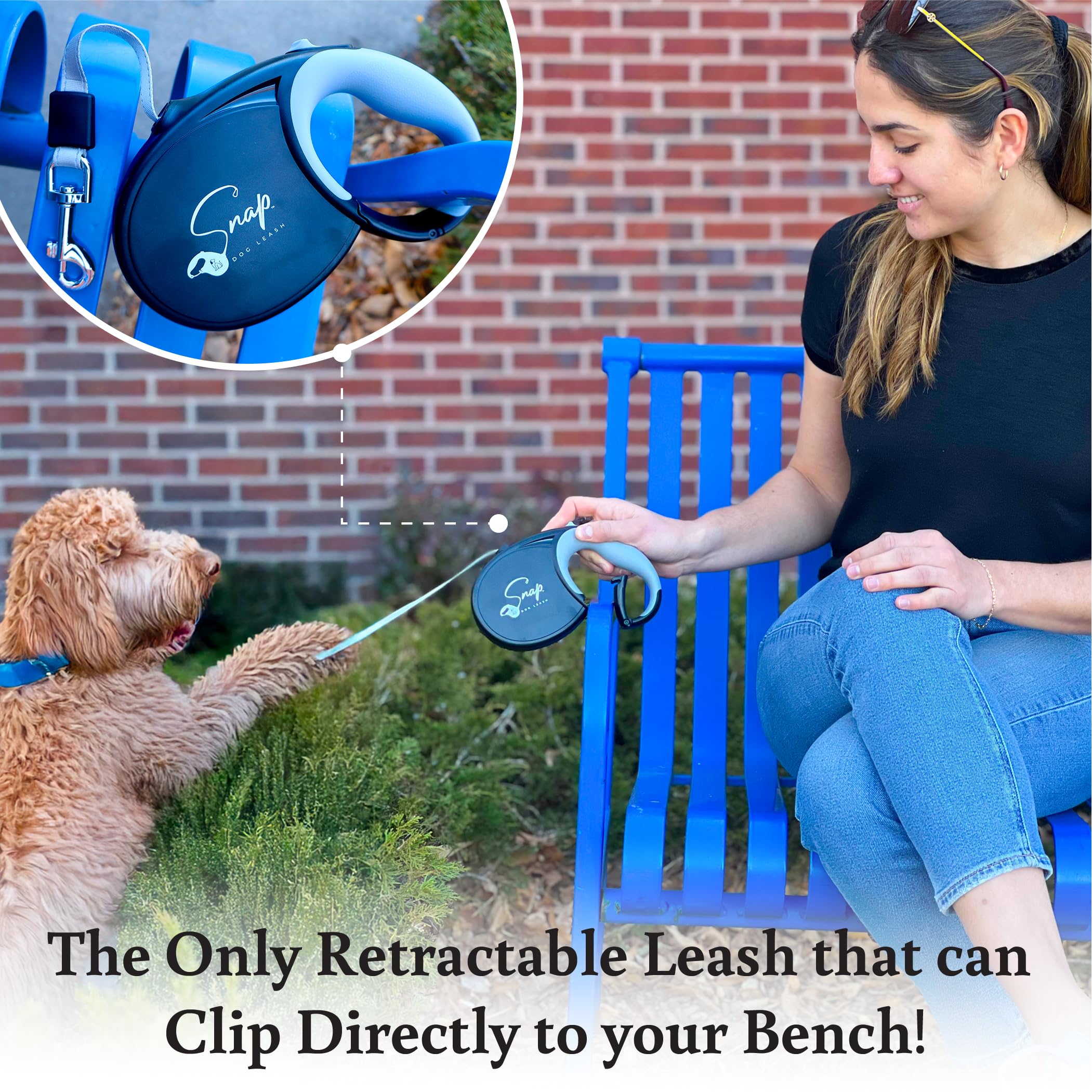 Snap Retractable Dog Leash With Built-In Clip, Hands-Free Connection, Reflective 16-Ft Tape, Brake And Lock, Tangle-Free, For Sm