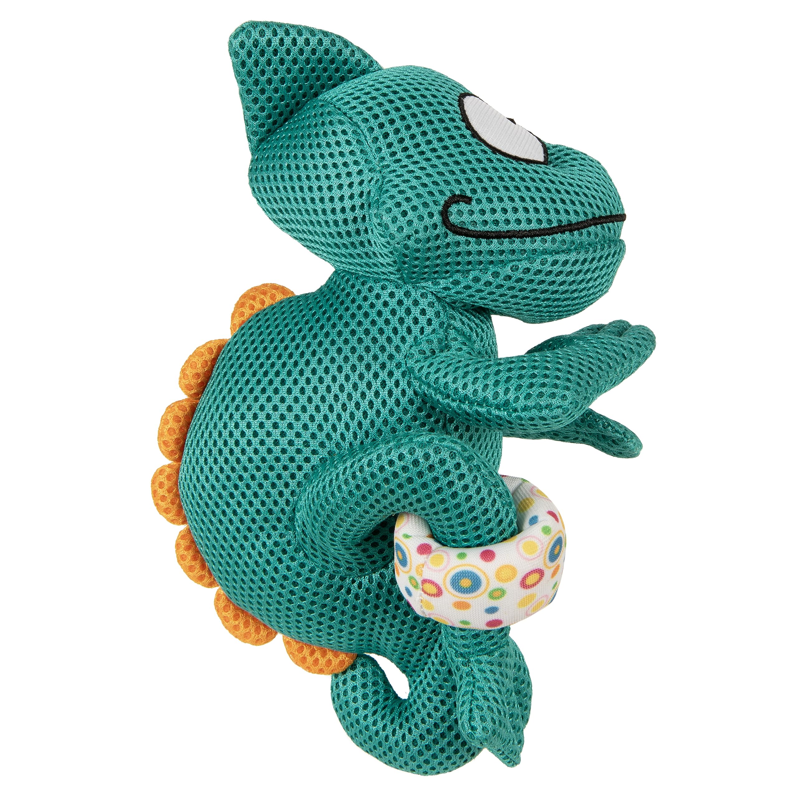 Godog Double Chew Guard Mesh Amphibianz Chameleon Squeaky Dog Toy - Teal, Large