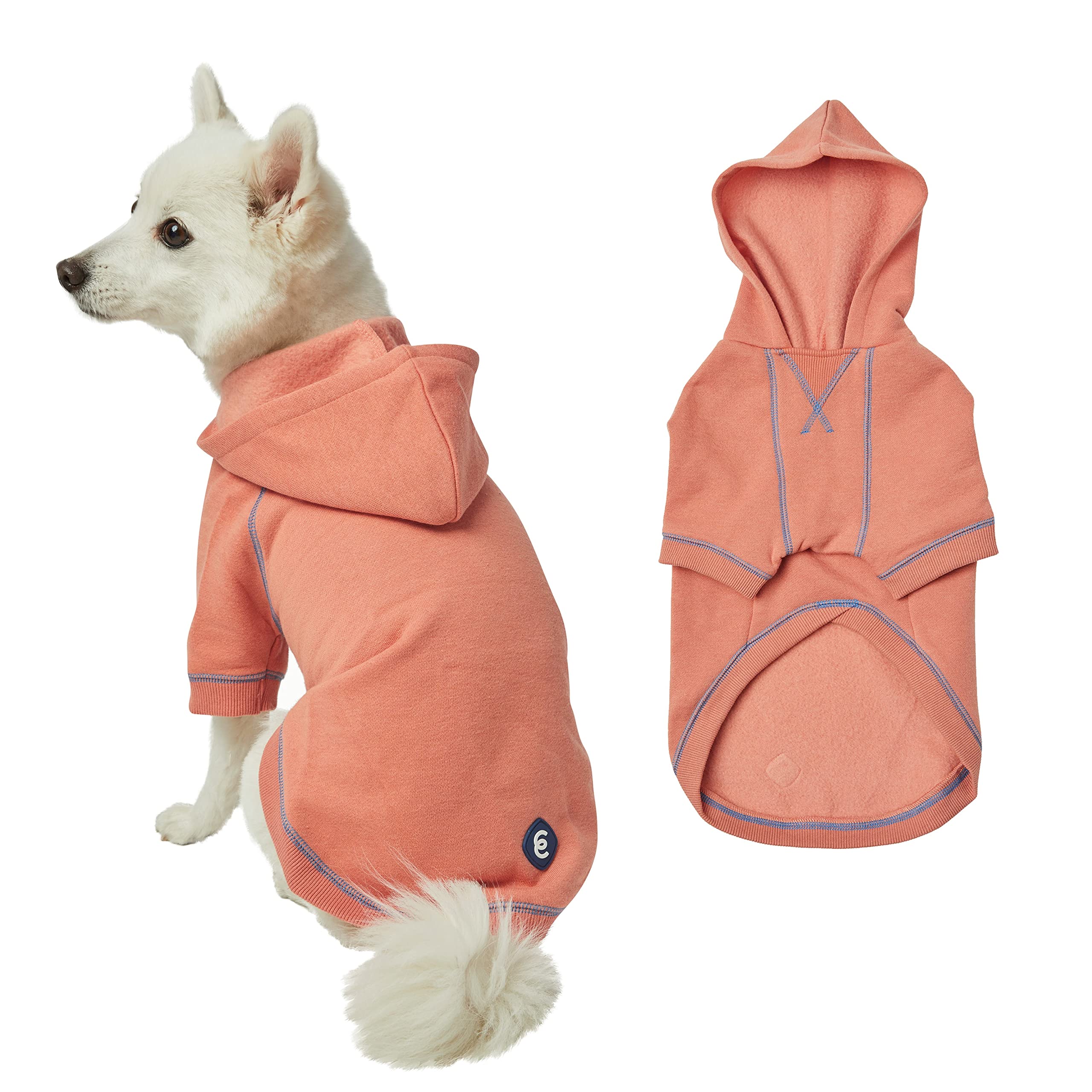 Blueberry Pet Essentials 2023 New Soft & Comfy Better Basic Cotton Blend Dog Hoodie Sweatshirt In Coral, Back Length 20', Pack Of 1 Jacket For Dogs