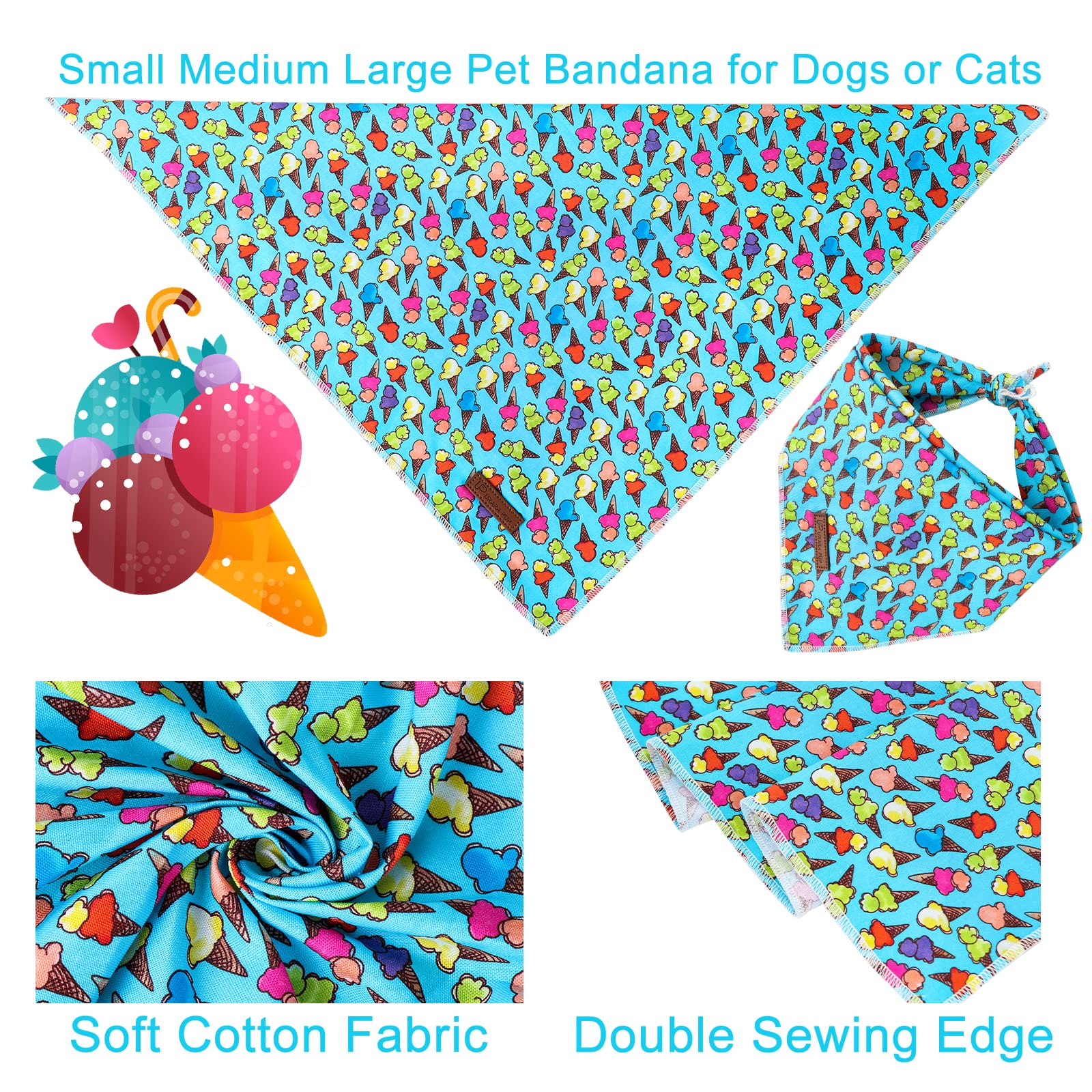 Up Urara Pup Summer Dog Bandana, Hawaii Bandana For Small Medium Dog, Cute Blue Puppy Bandana, Cotton Adorable Pet Triangle Bid