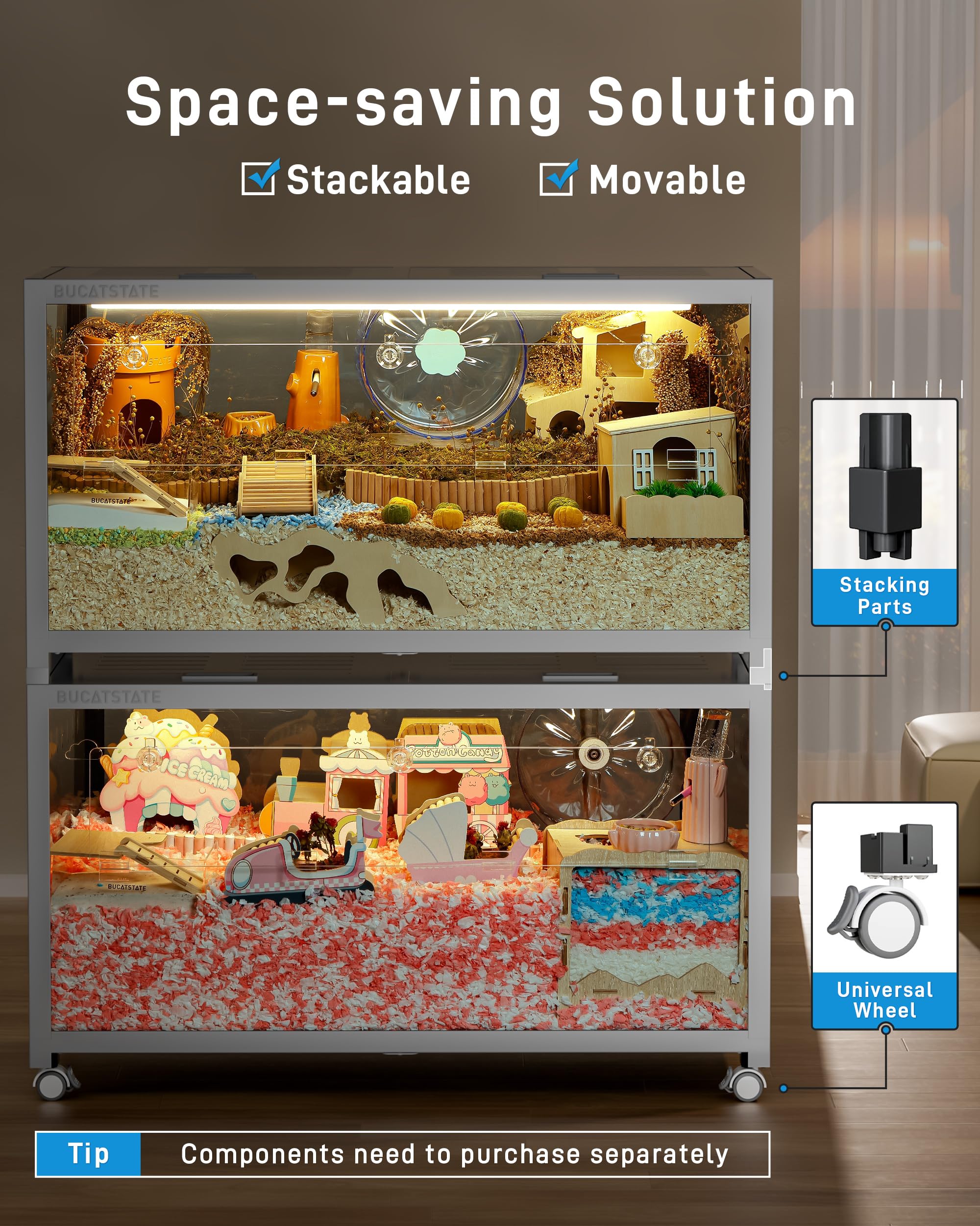 Bucatstate Hamster Cage 3.0: Metal Large Rat Cage Stackable With Top Access Easy Assemble 39.3L X 19.7W X 20.6H Inches Dwarf Syr