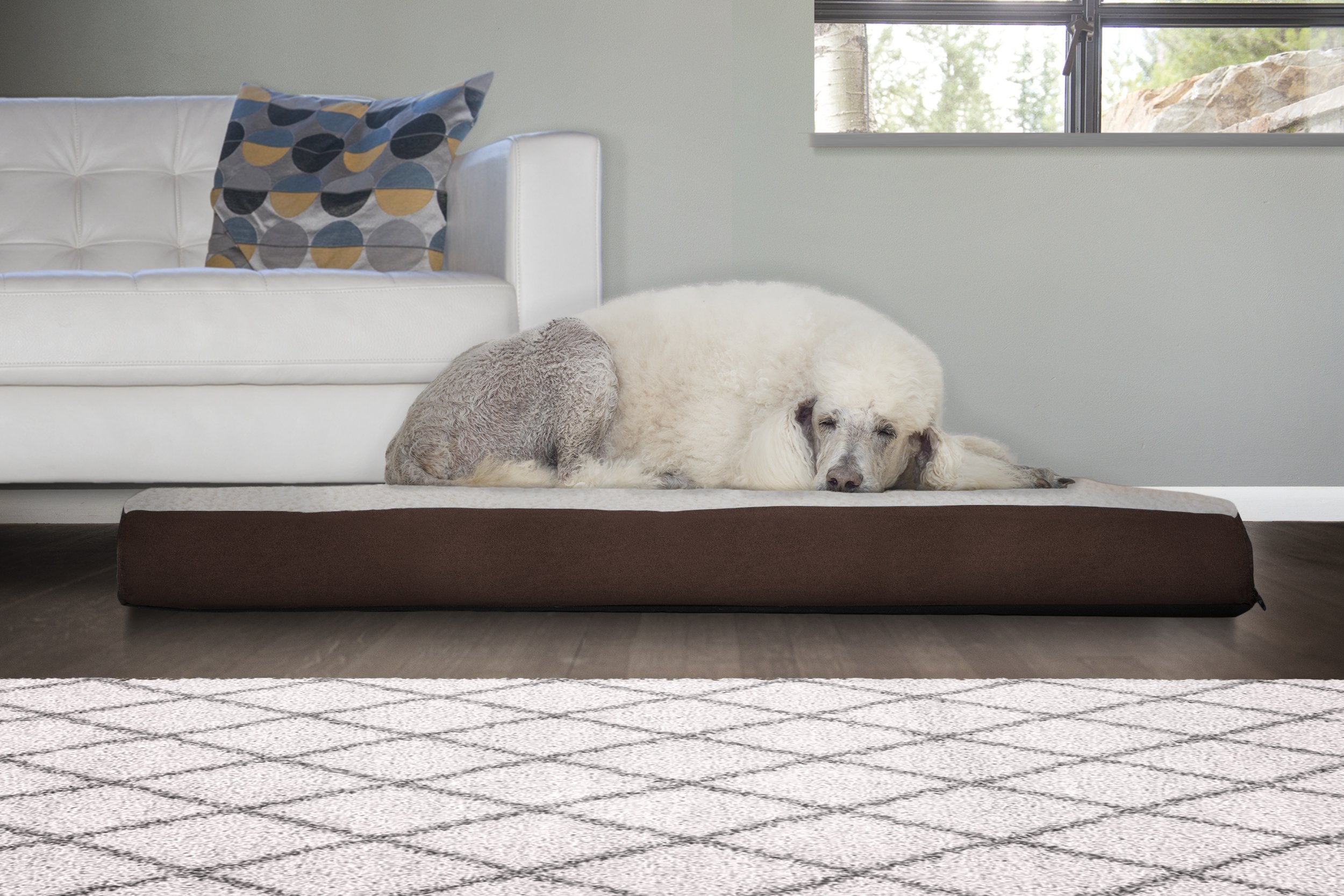 Furhaven Orthopedic Dog Bed for Large Dogs w/ Removable Washable Cover, For Dogs Up to 95 lbs - Sherpa & Suede Mattress - Espres