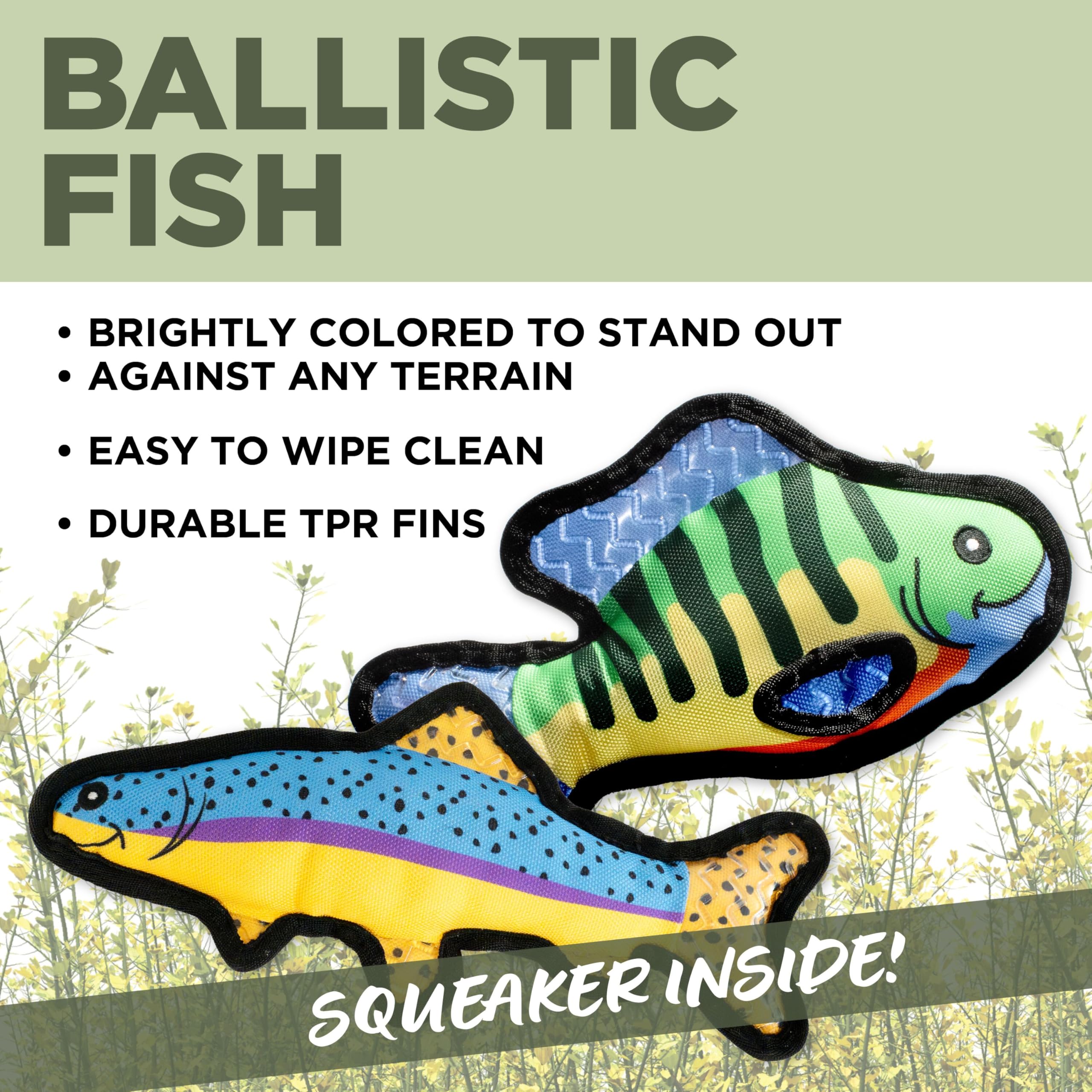 Hound2O Durable Plush Outdoor Toys For Dogs | Squeaky Bluegill & Trout 2-Pack | Value Pack Fishing Themed Dog Toys With Playful