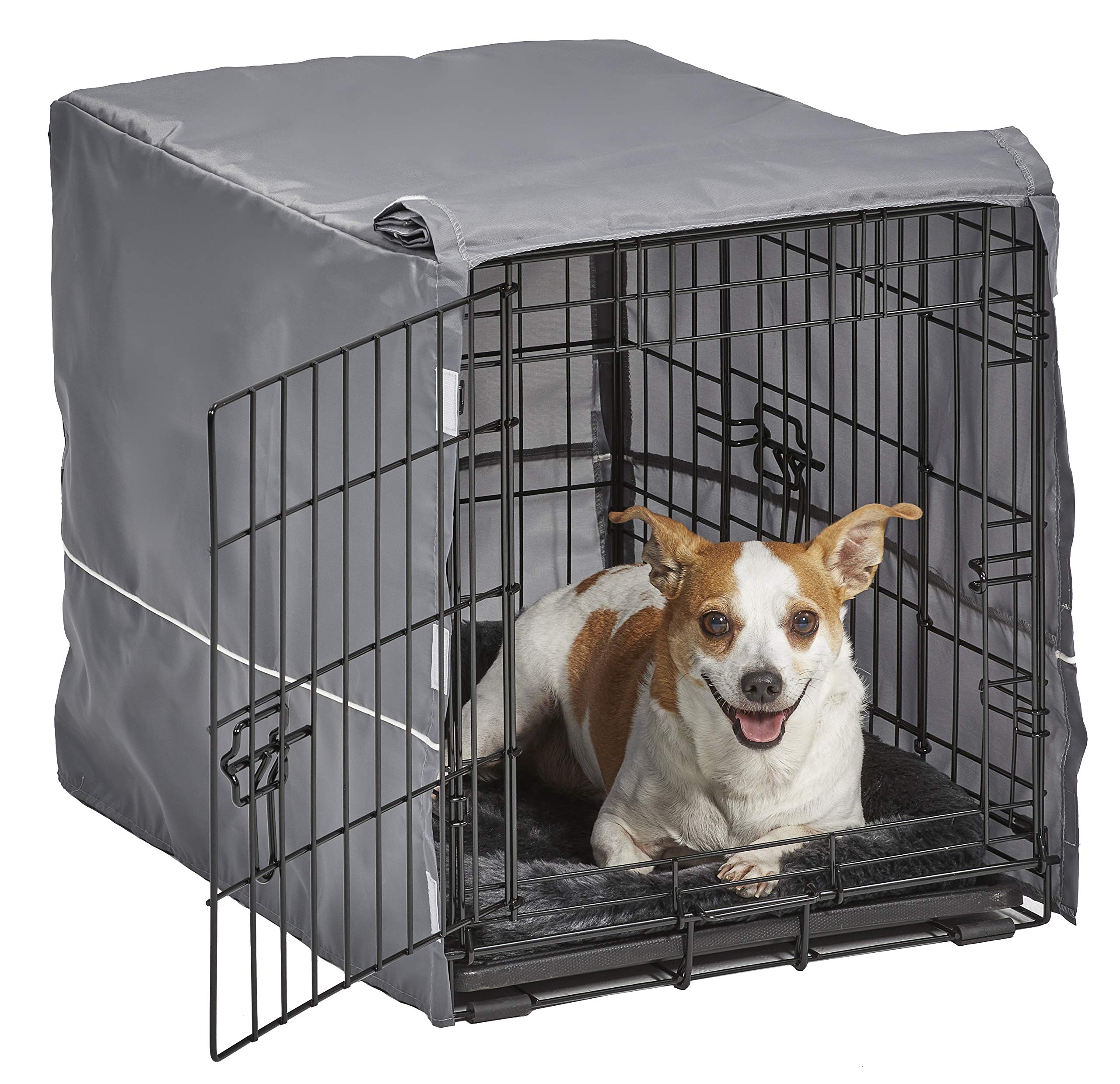 New World Double Door Dog Crate Kit Includes One Two-Door Crate, Matching Gray Bed & Gray Crate Cover, 24-Inch Kit Ideal For Sma
