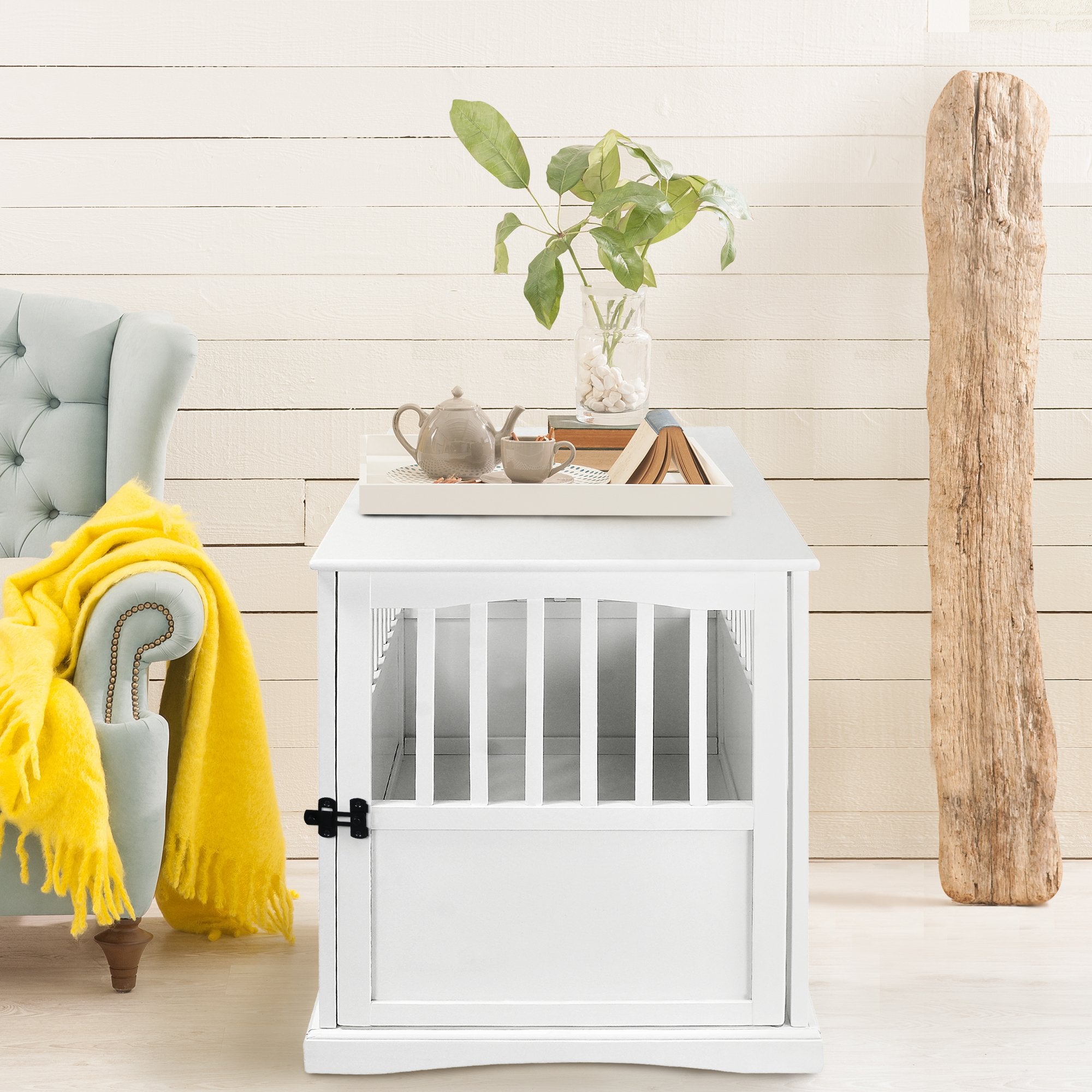 Casual Home Wooden Large Pet Crate, End Table, White 36.50' X 24.00' X 29.25'