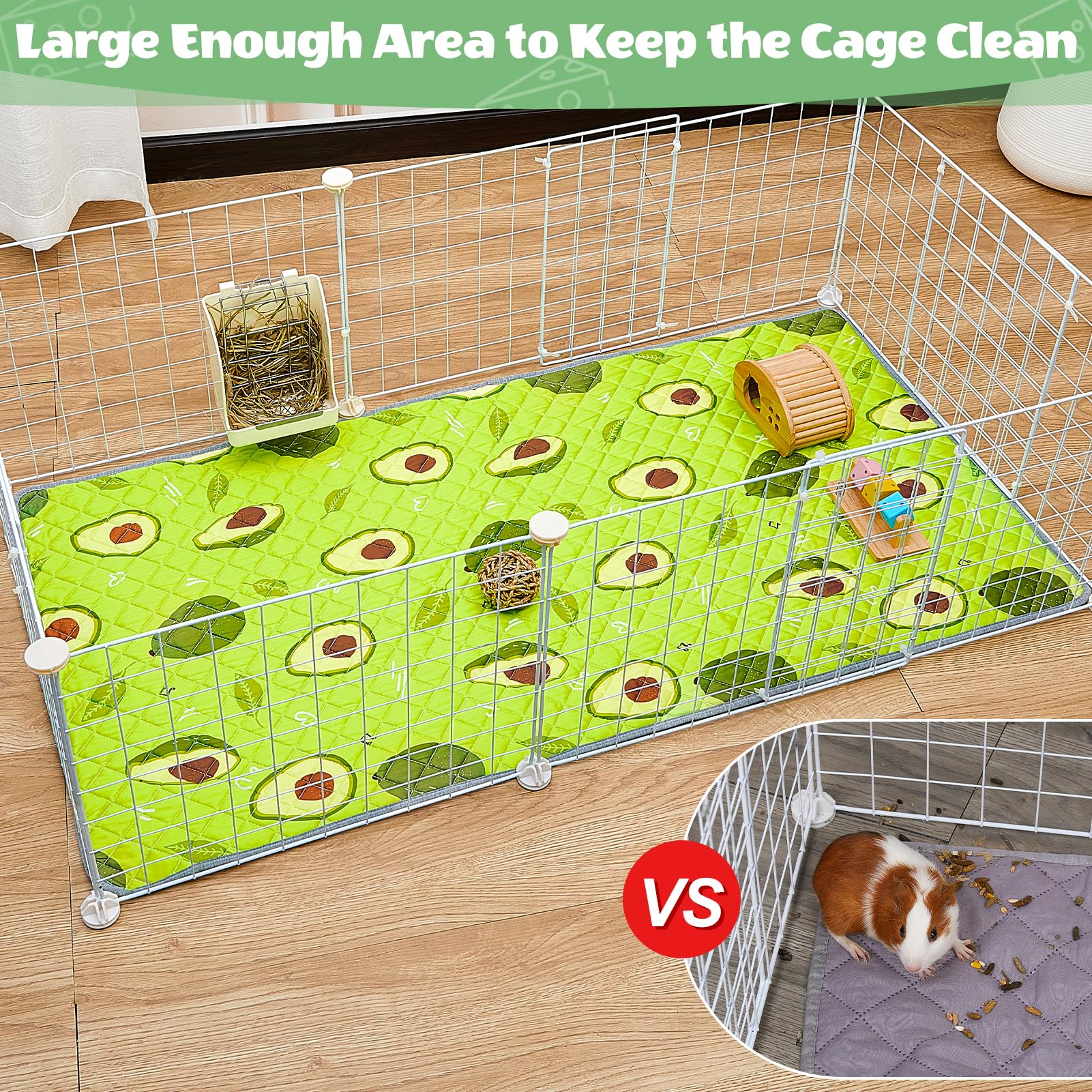 2 Pack Guinea Pig Bedding, Washable Guinea Pig Cage Liner Reusable Guinea Pig Mat Waterproof Guinea Pig Bedding Super Absorbant