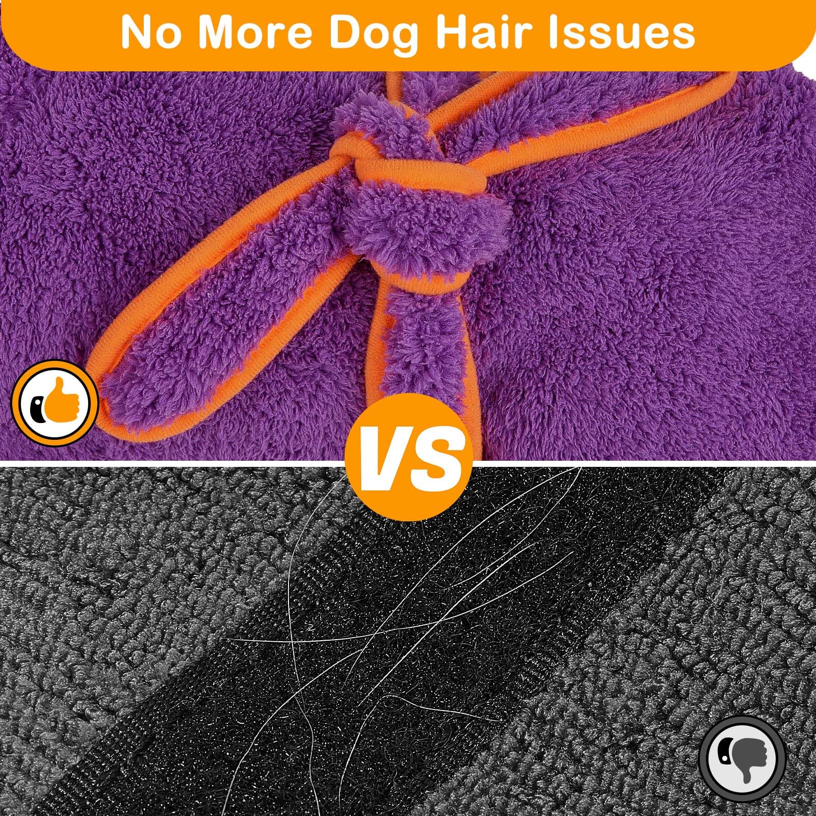 Bienbee Soft Dog Bathrobe,Super Absorbent & Quick-Drying Dog Robe With Hood, Cozy Drying Coat For After Bath, Purple Xl