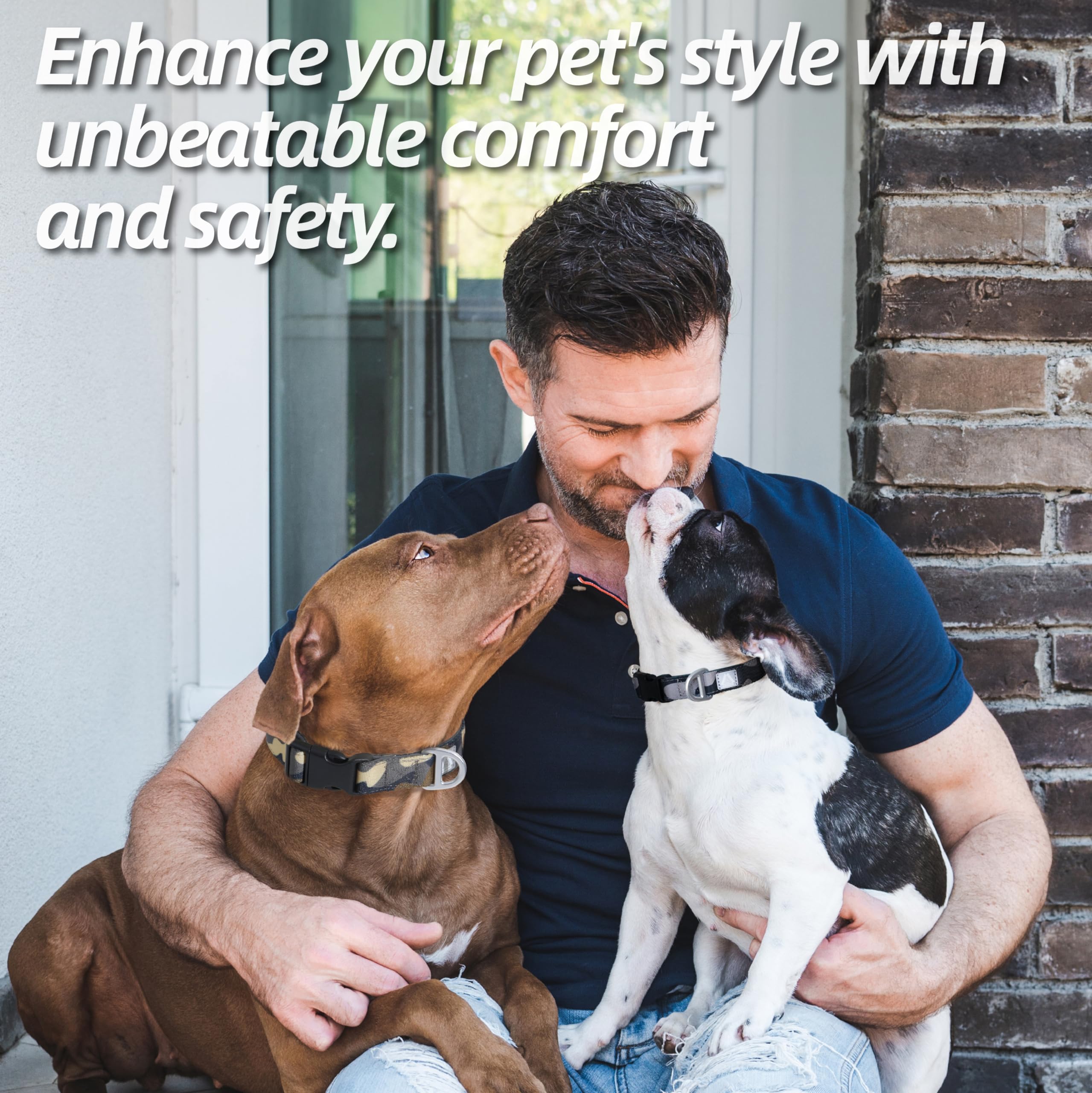 Jc House Soft Padded Dog Collar, Neck 9-14, Adjustable Heavy Duty Collar With 3M Reflective Logo For Small Dogs, Camo Dark Gray,