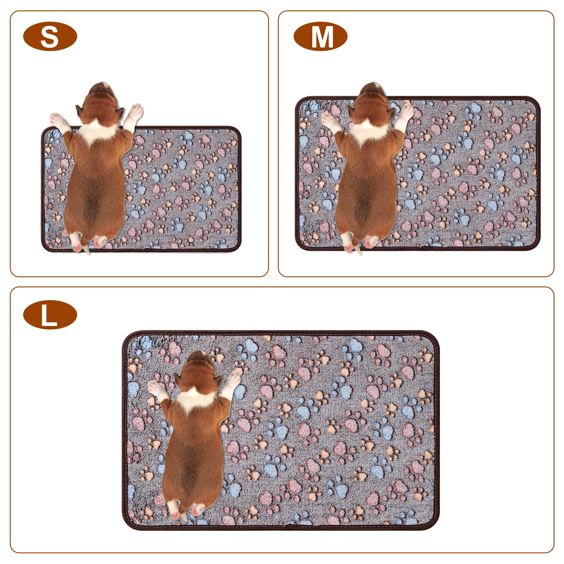 1 Pack 3 Blankets Super Soft Fluffy Premium Fleece Pet Blanket Flannel Paw Printed Throw for Dog Puppy Cat (Small 23x16, Dark