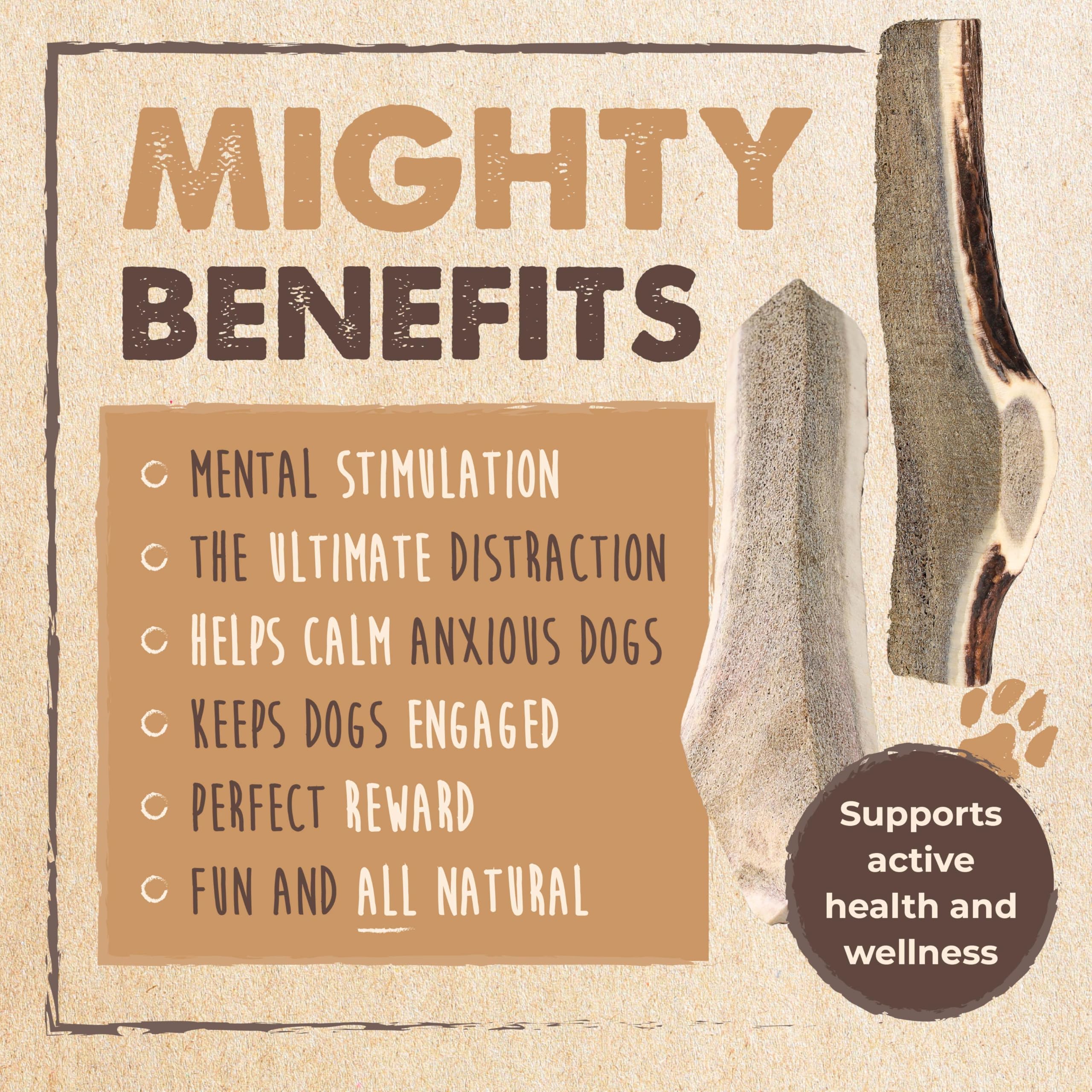 Mighty Paw Naturals Split Elk Antler For Dogs | Usa Sourced, Long Lasting Chew For Aggressive Chewers - Low Odor, Natural Altern