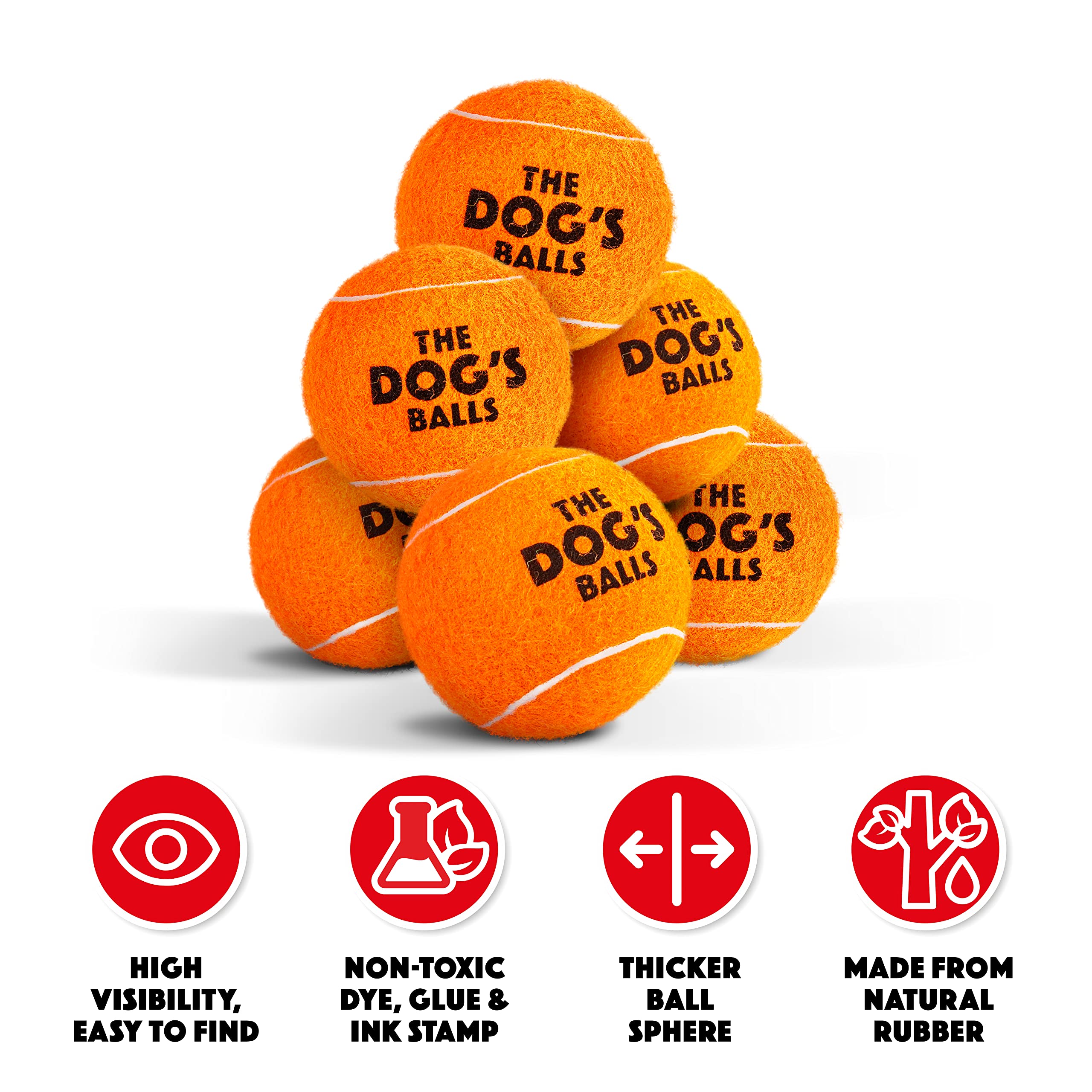 The Little Dog'S Balls, Dog Tennis Balls, 6-Pack Orange Dog Toy, Strong Dog & Puppy Ball For Training, Play, Exercise & Fetch