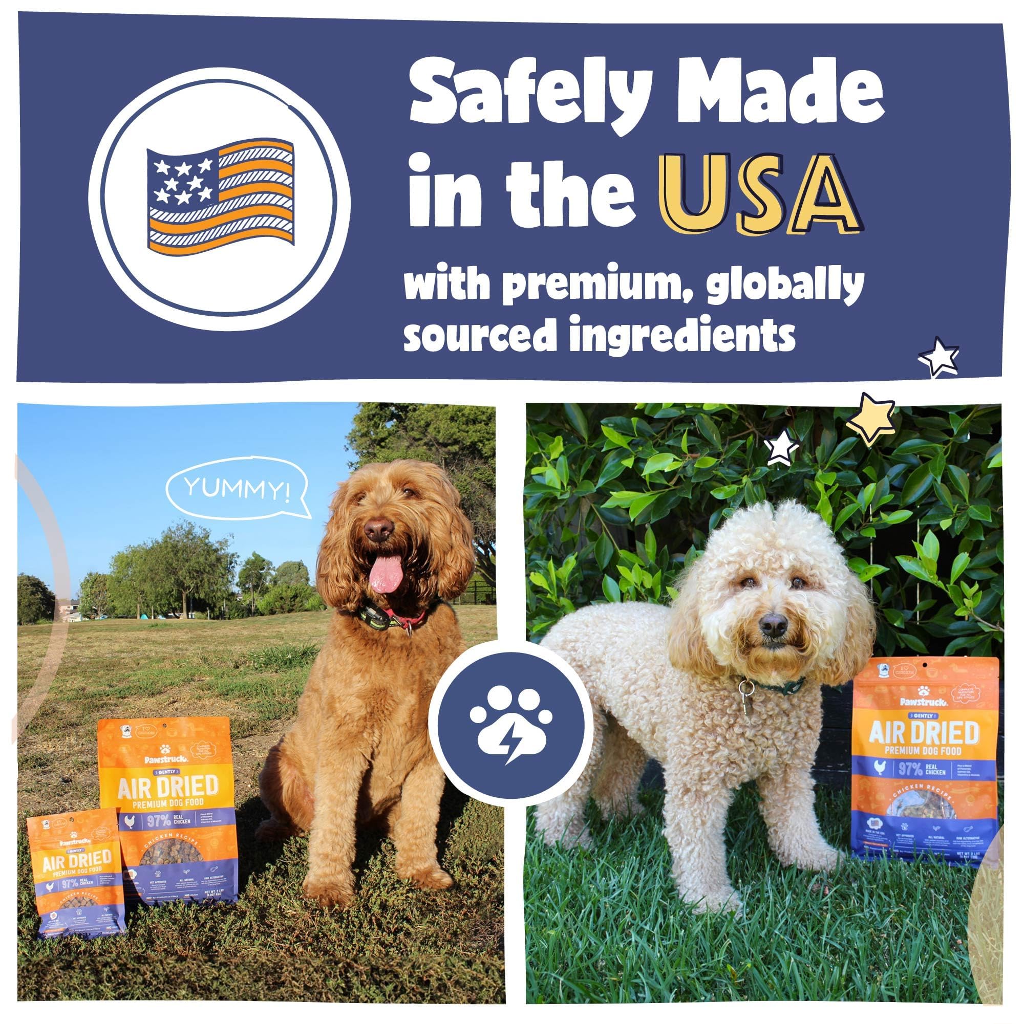 Pawstruck All Natural Air Dried Dog Food, Grain-Free, High Protein, 2lb Bag, Made in USA, Non-GMO, Vet Recommended