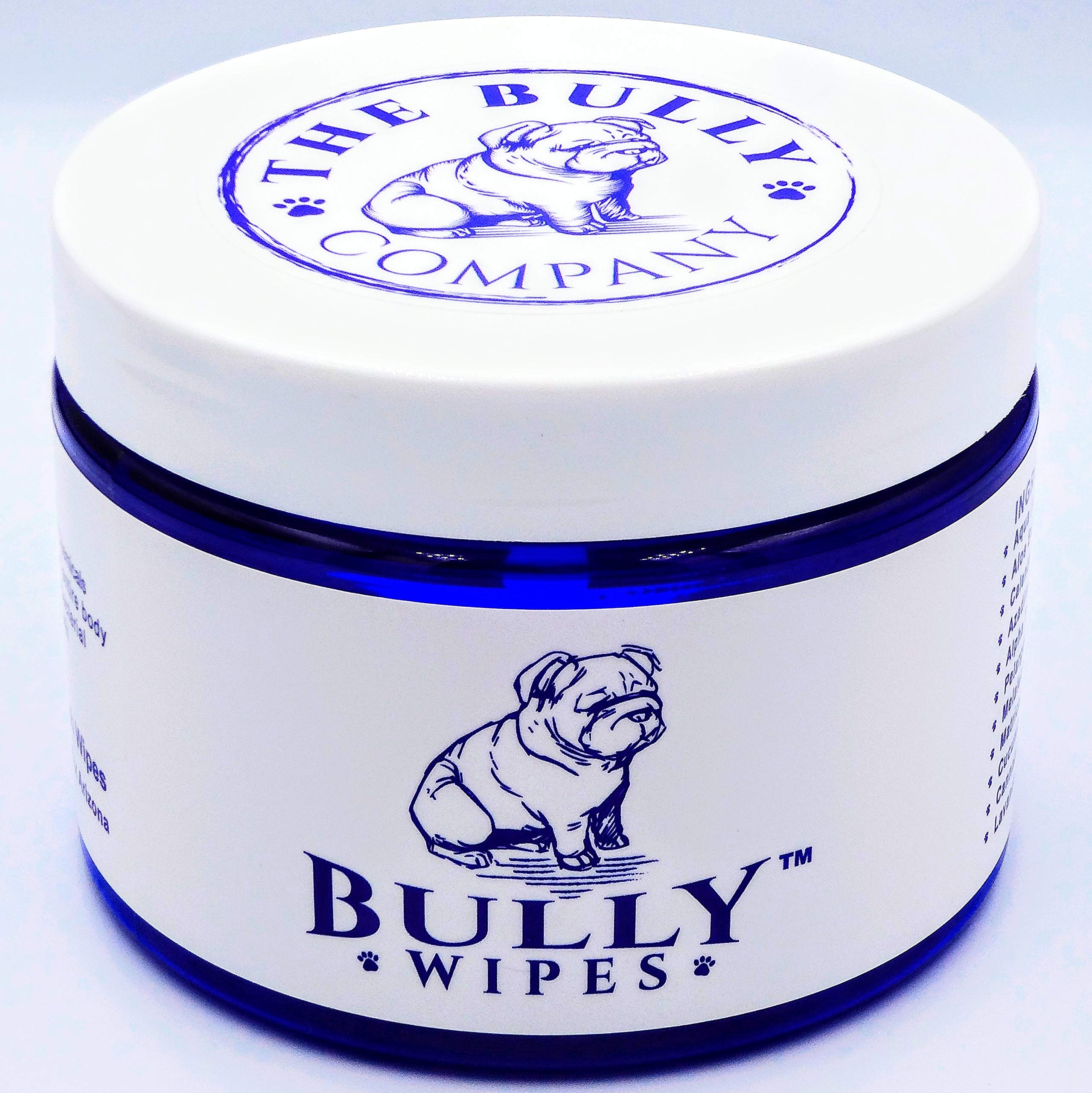 Bully Wipes - Bulldog Wrinkle Wipes Specifically For Bulldog Breeds All Natural Organic Formula Refreshing Botanical Scent - Removes Dirt - Safe To Use Around Eyes, Ears, Paw, Wrinkles!