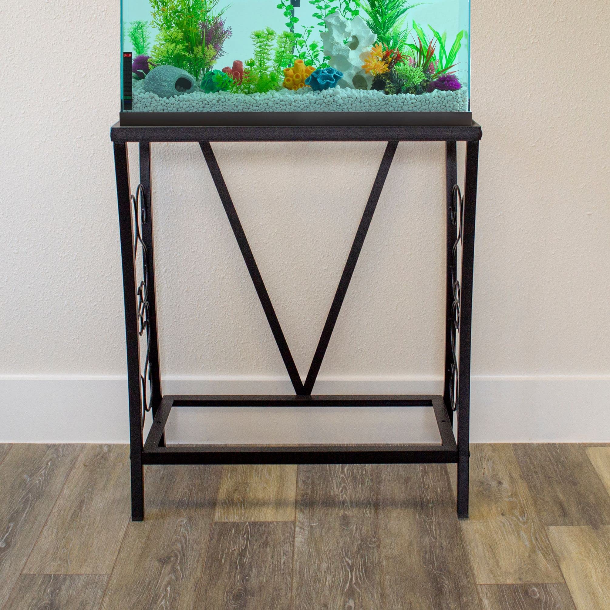 Aquatic Fundamentals 20 Gallon Metal Aquarium Stand, Alloy Steel, 24.3" L x 12.5" W, Black, Model 102201-AF