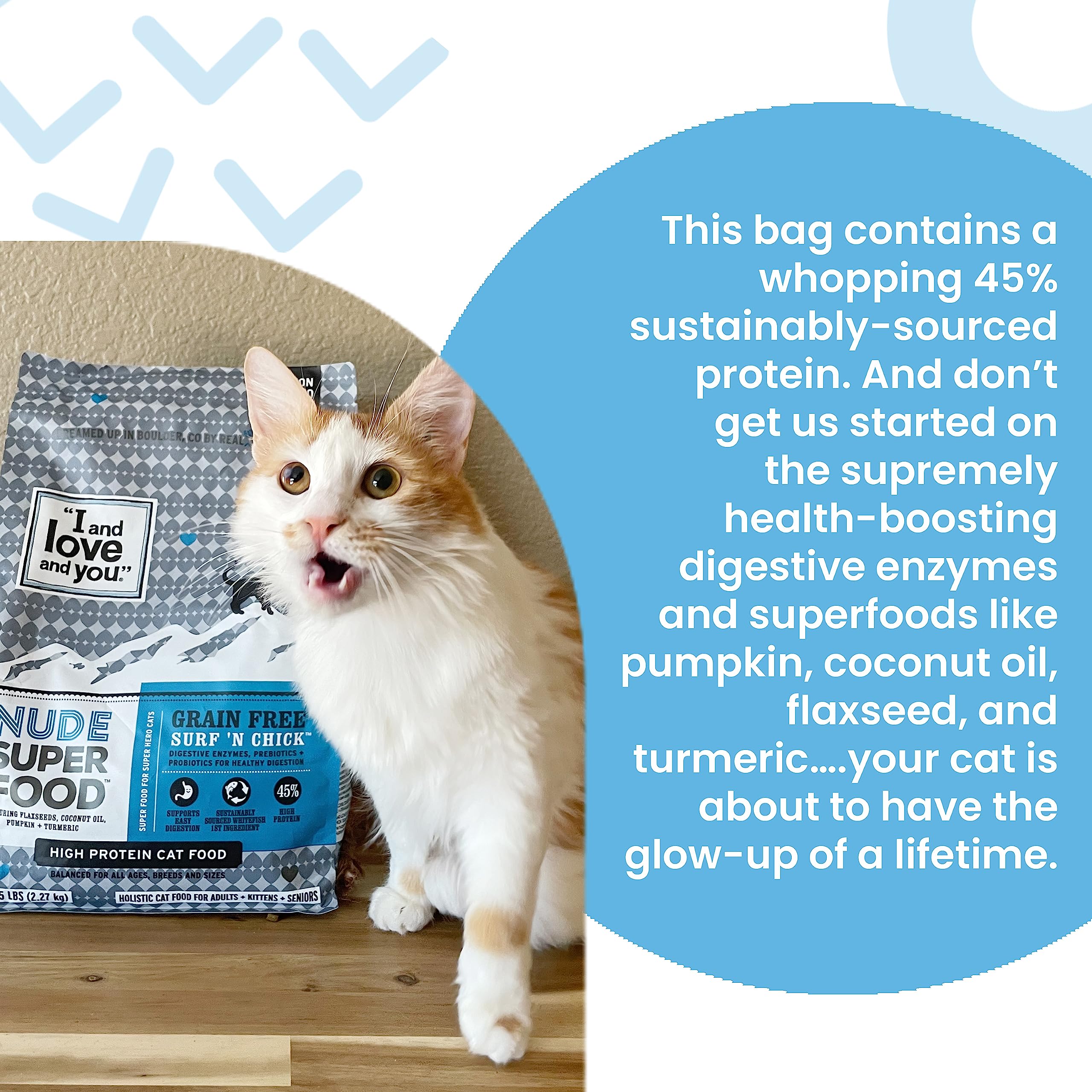 I and love and you Nude Super Food Dry Cat Food - Whitefish + Chicken - Grain Free, High Protein, No Fillers, Superfoods, 5lb Ba