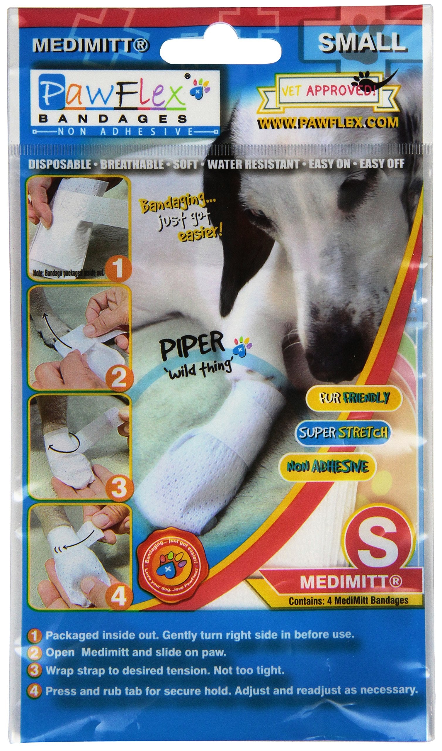 Pawflex Bandages Medimitt Bandages for Pets (Pack of 4) Small