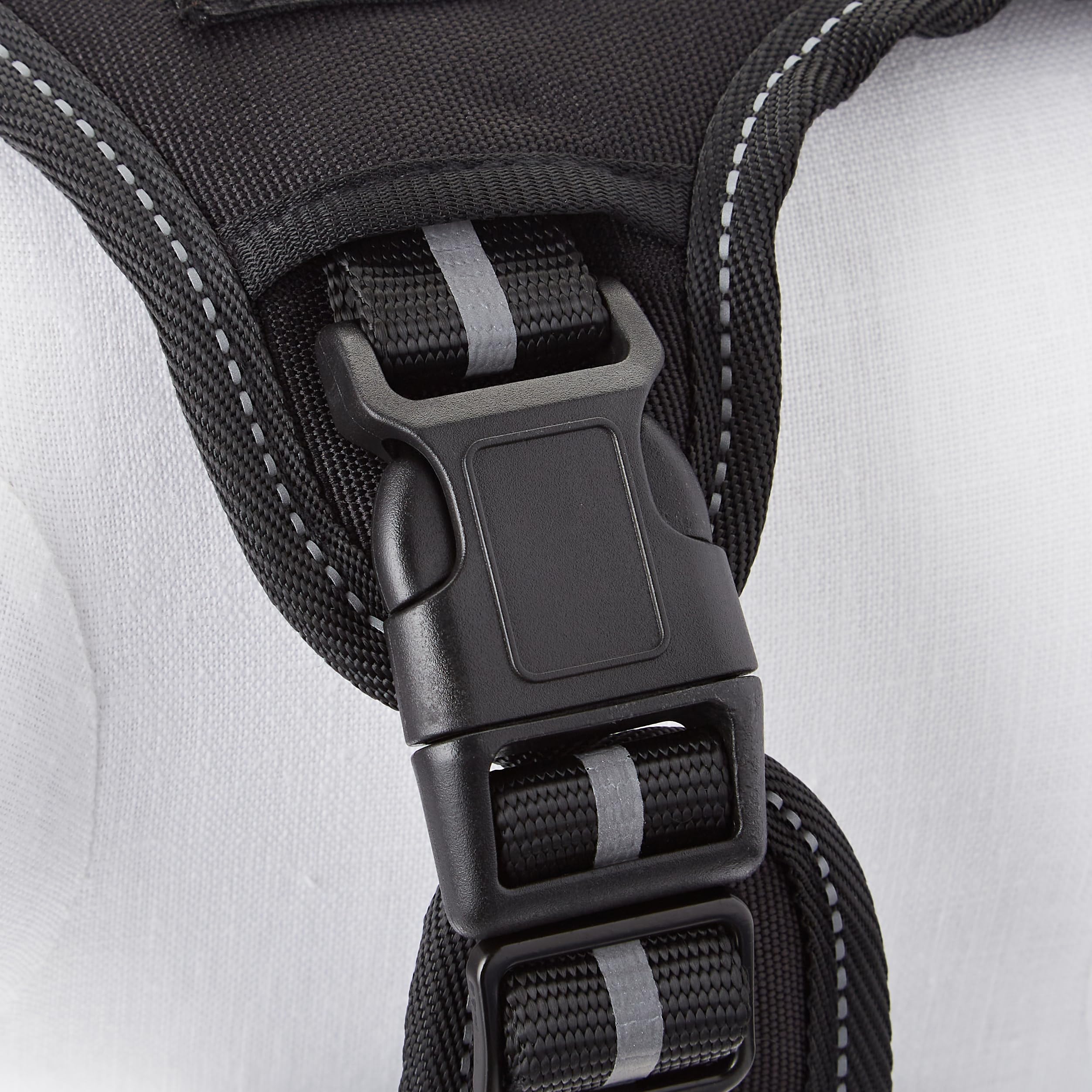 Amazon Basics No Pull Dog Harness, Adjustable Front Clip, Large, Black, Tactical Vest, Polyester Material