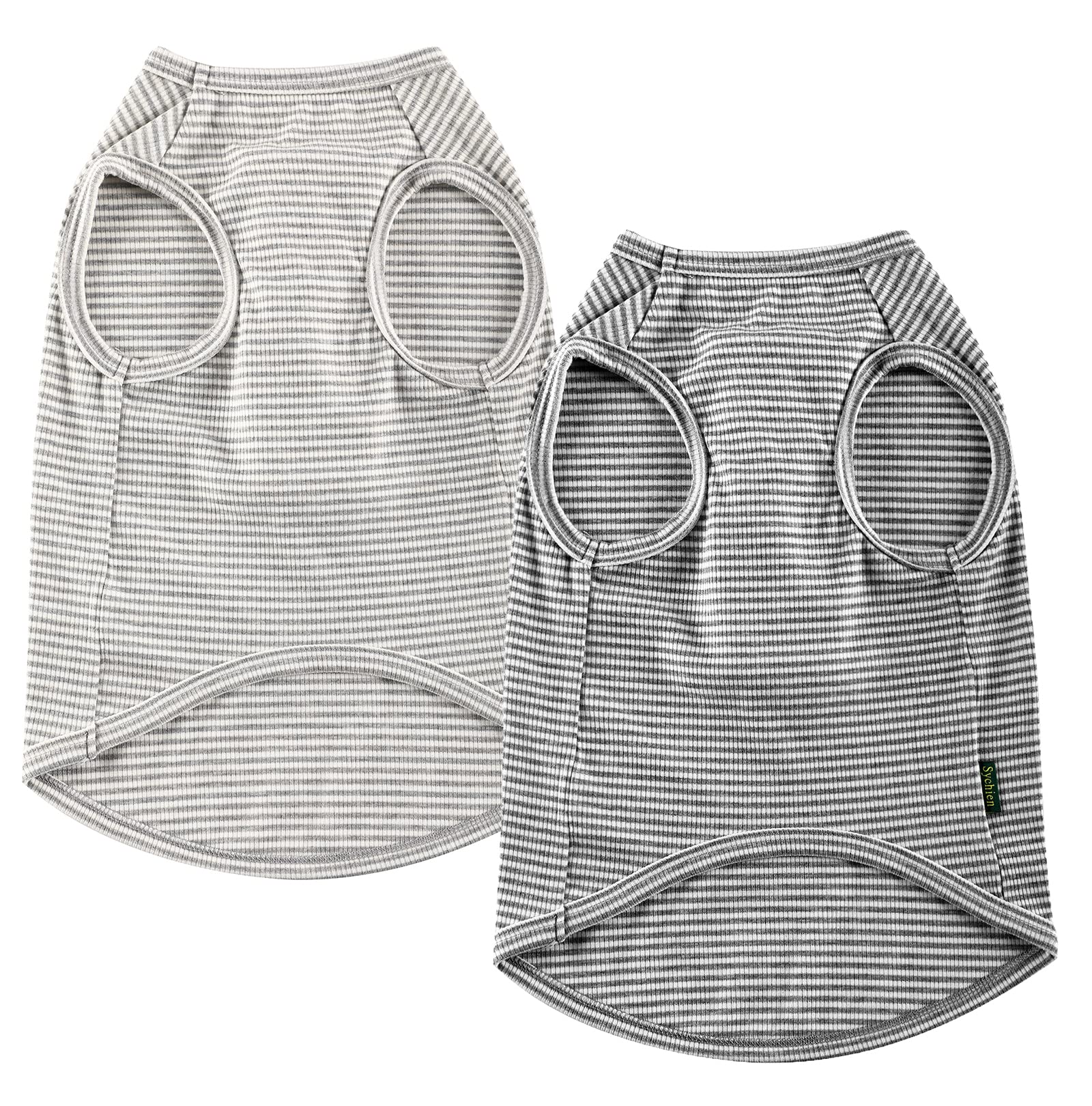 Sychien Dog Shirt,Combed Cotton T-Shirts,Soft Cool Boy Girl Tee for Large Dogs Bulldog,Grey Striped L