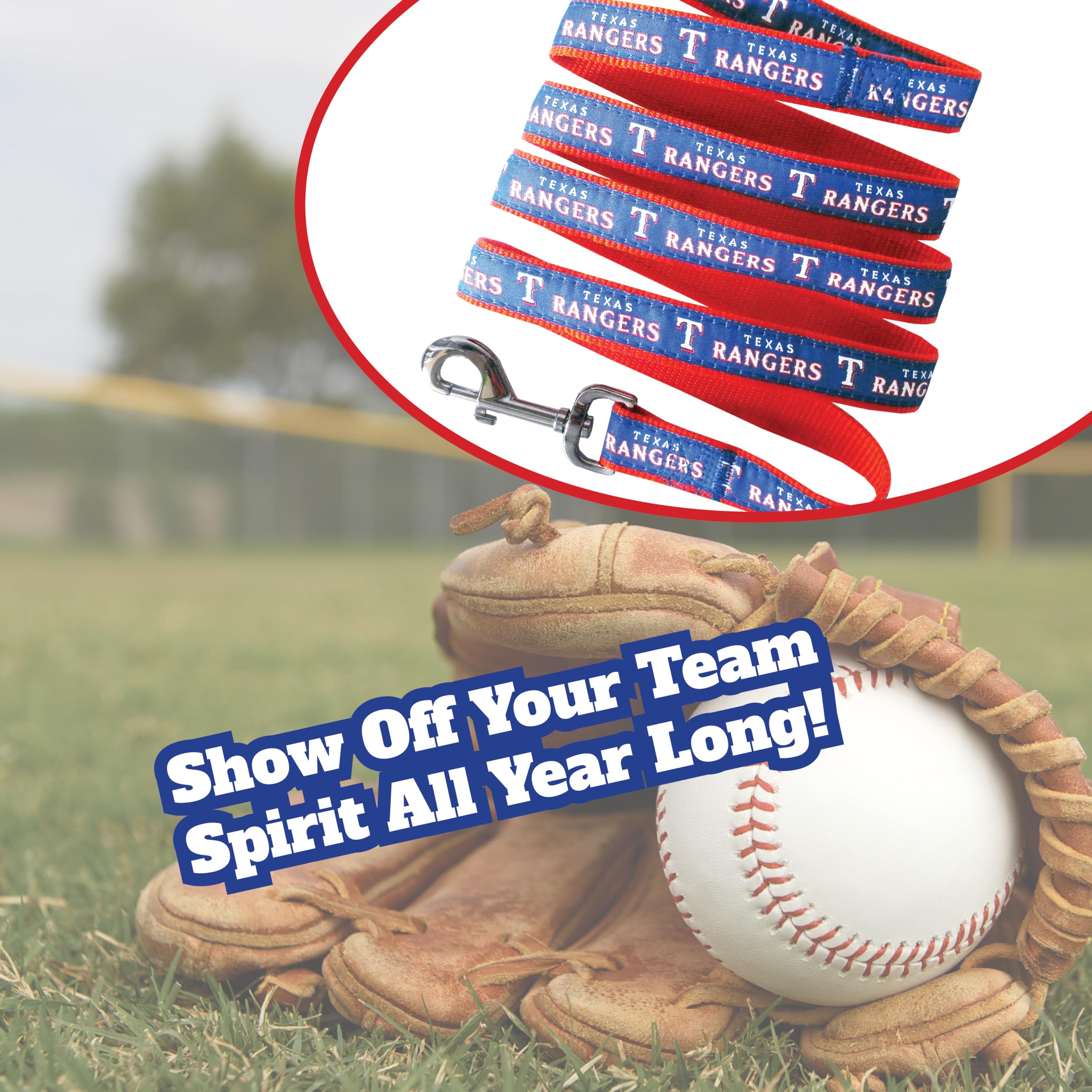 Mlb Pet Leash, Small, Texas Rangers Dog Leash, Baseball Team Leash For Dogs & Cats. A Shiny & Colorful Dog & Cat Leash With Emboridered Team Name/Logo Licensed By The Mlb