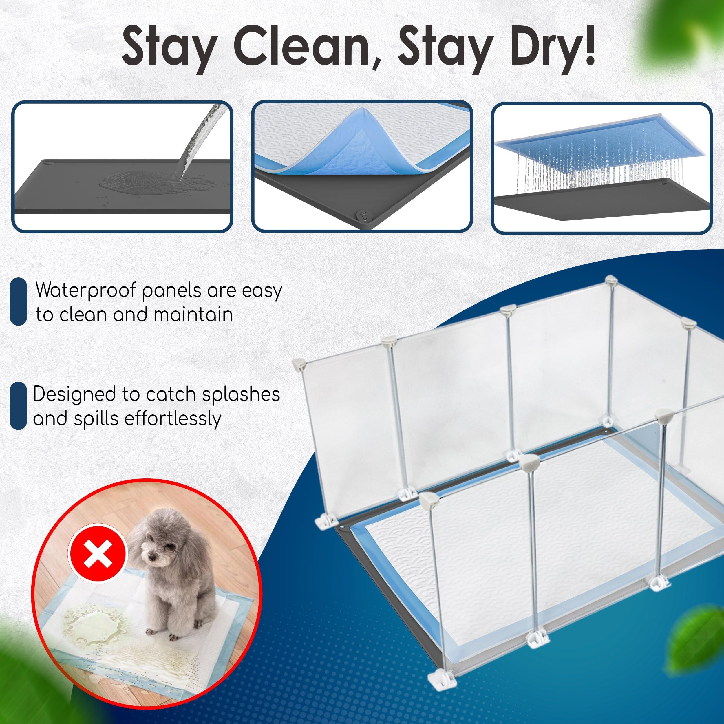 Tidyfriend Litter Box Splash Guard 24    X 32   , Small Dog Litter Box Shield Guard With Pee Pad Holder Tray 30'' X 23   , Easy