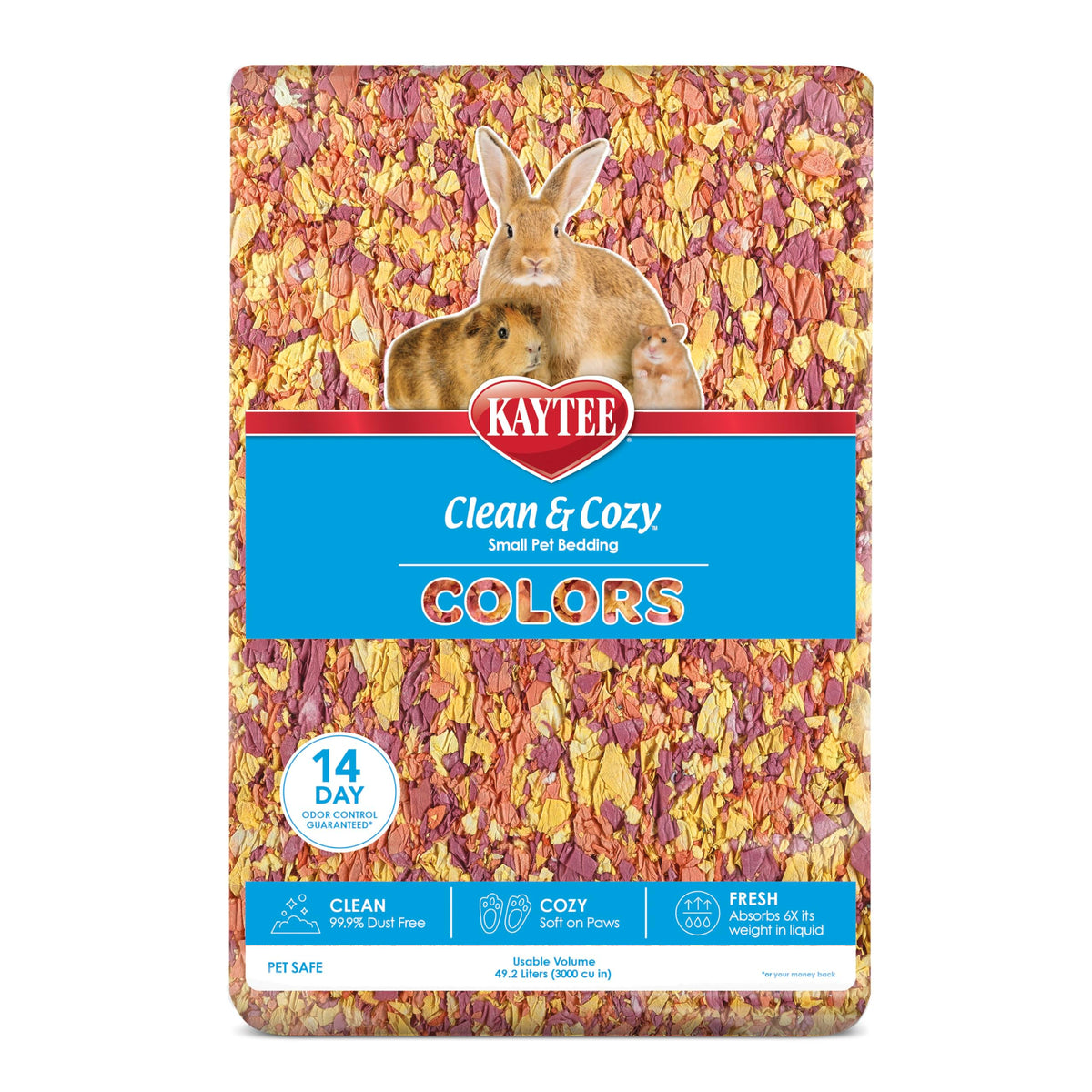 Kaytee Clean & Cozy Colors, Small Animal Bedding With Extreme Odor Control, Sunset 49.2 Liters