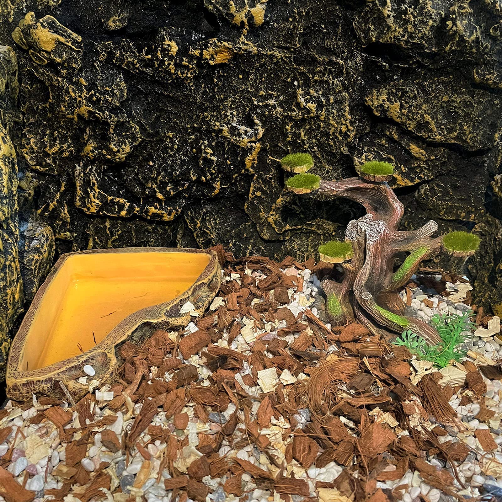 Relaqcc Reptile Decor Aquarium Decorations Artificial Moss Resin Fish Tank Rocks Simulation Hollow Tree Leopard Gecko Trunk Accessories Aquarium View(Small)