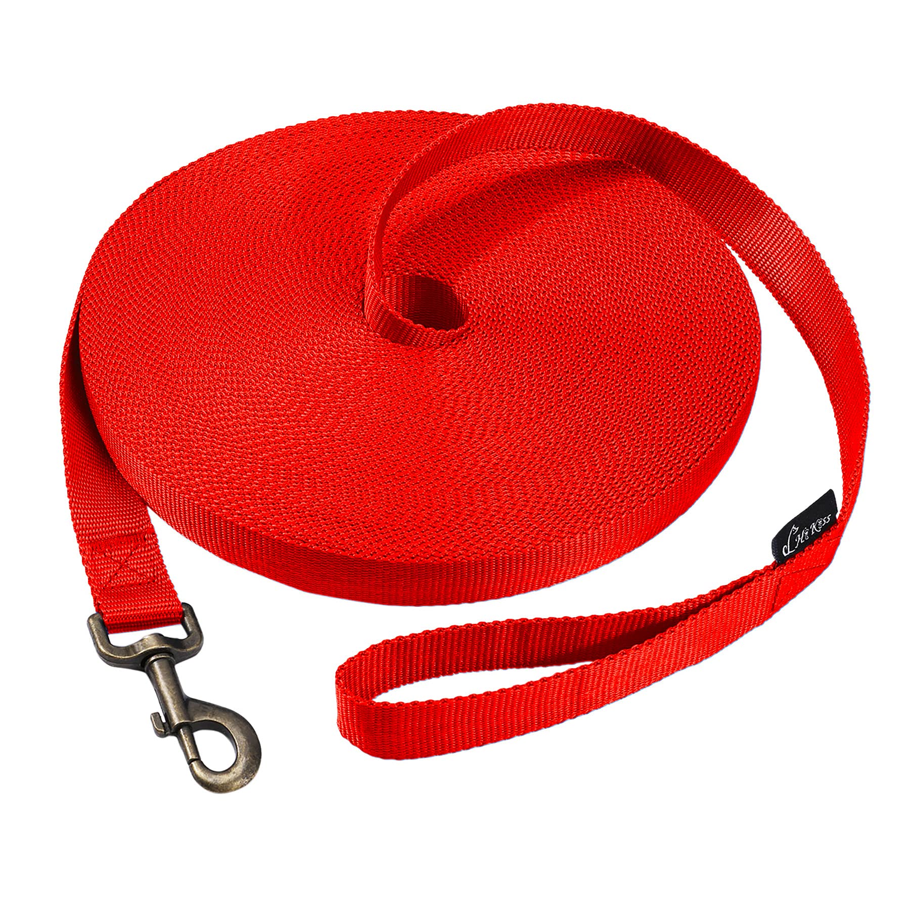Hikiss Long Dog Leash Obedience Recall Training Agility Lead With Thickening Material For Large Dog - 15Ft 20Ft 30Ft 50Ft 100Ft Training Leash(Red 30Ft)