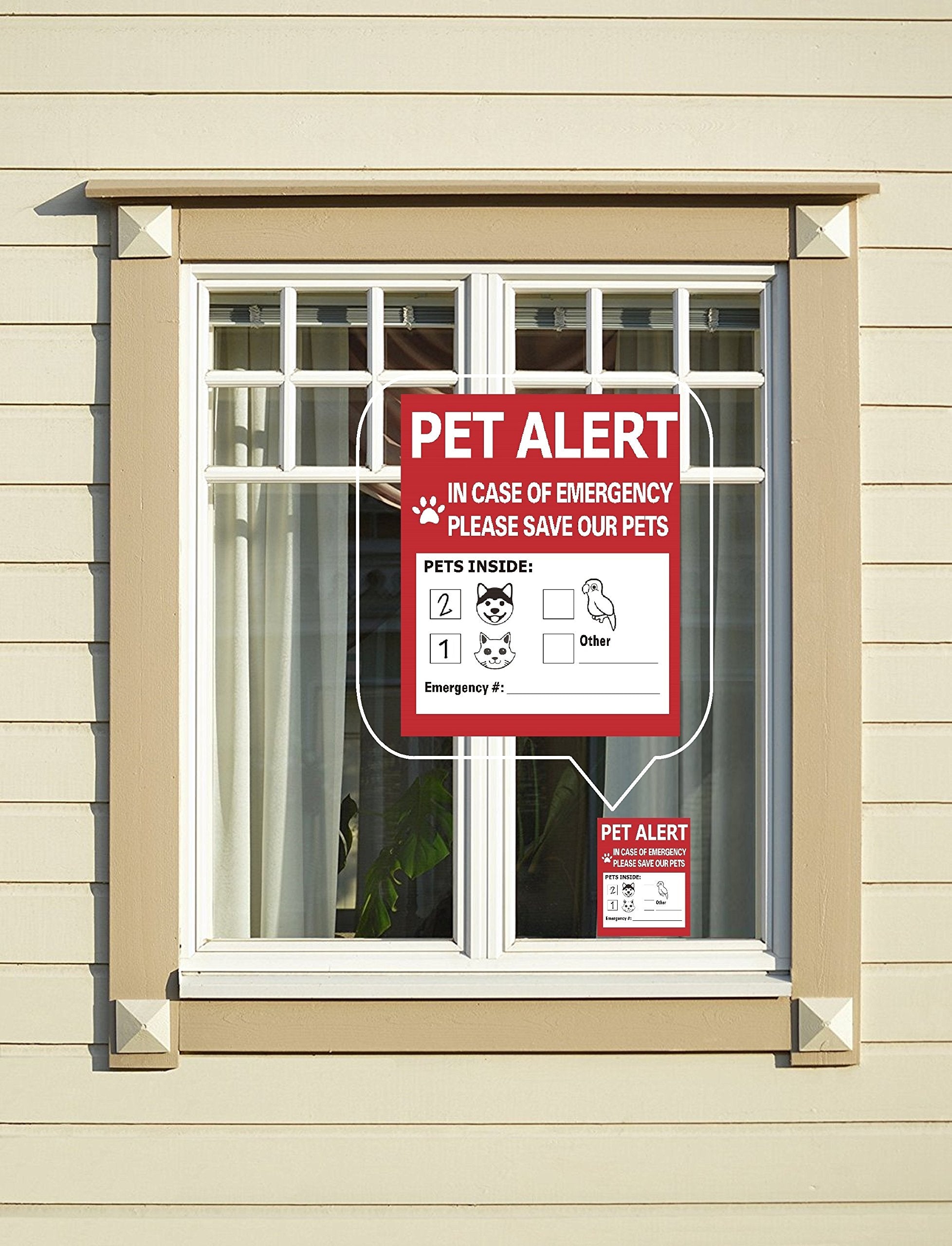 Pet Alert Safety Fire Rescue Sticker - 4 Pack,In Case Of Fire Notify Rescue Personnel To Save Pets