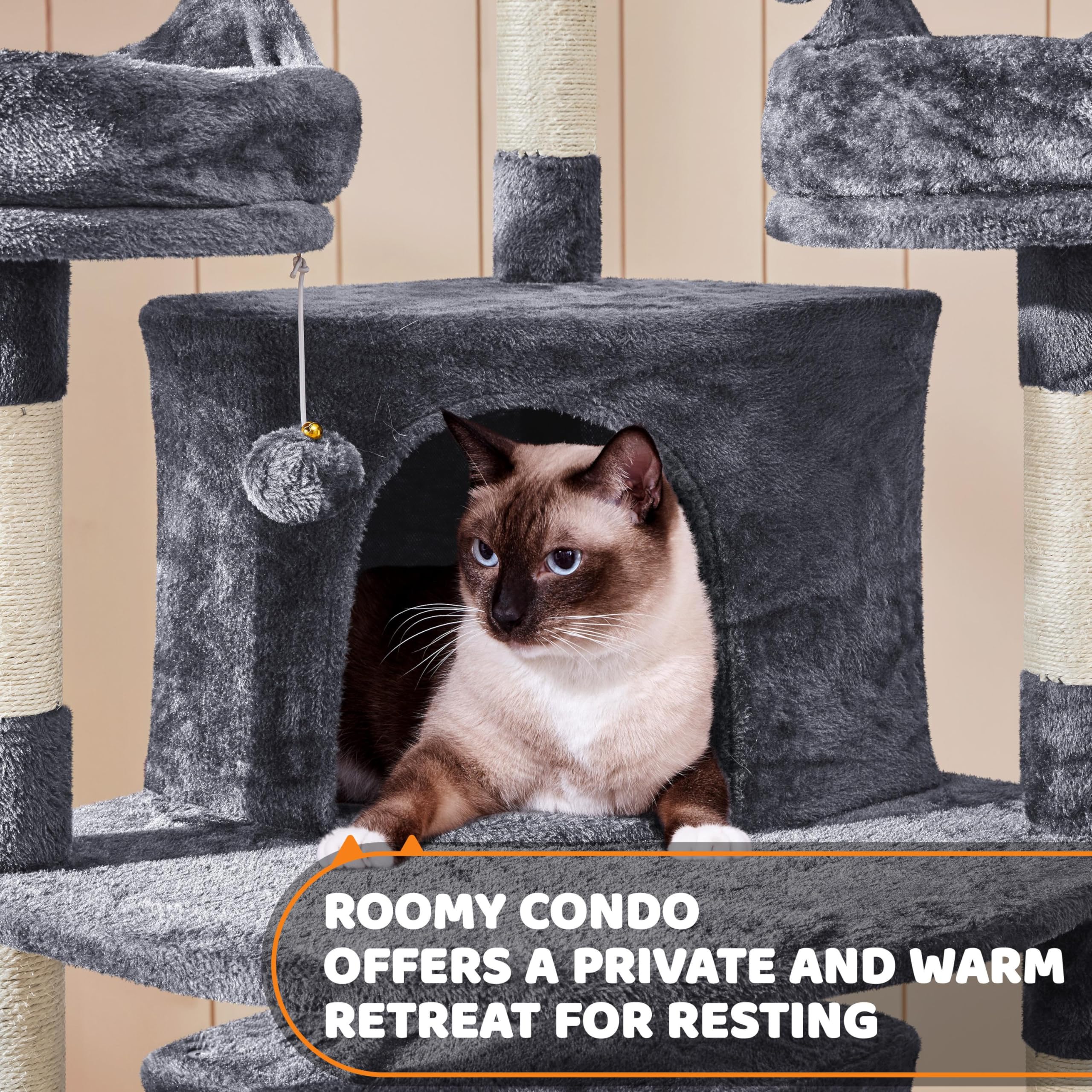 Topeakmart Large Cat Tower Cat Tree With Caves Condos, Platforms Scratching Board & Scratching Posts As Cat Activity Center, Pet