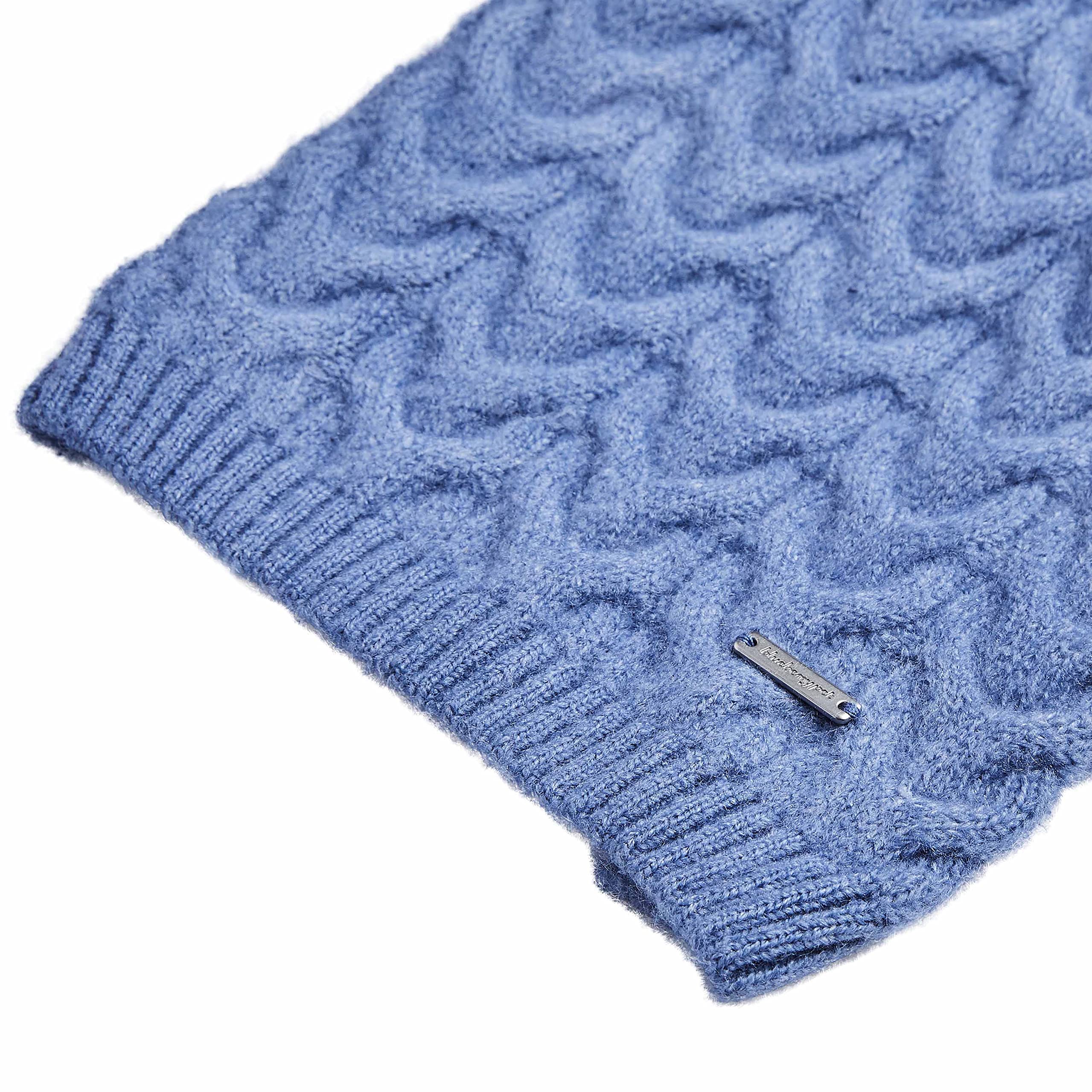 Blueberry Pet Classic Fuzzy Textured Knit Pullover Turtle-Neck Dog Sweater in Heather Blue, Back Length 14'', Pack of 1 Clothes