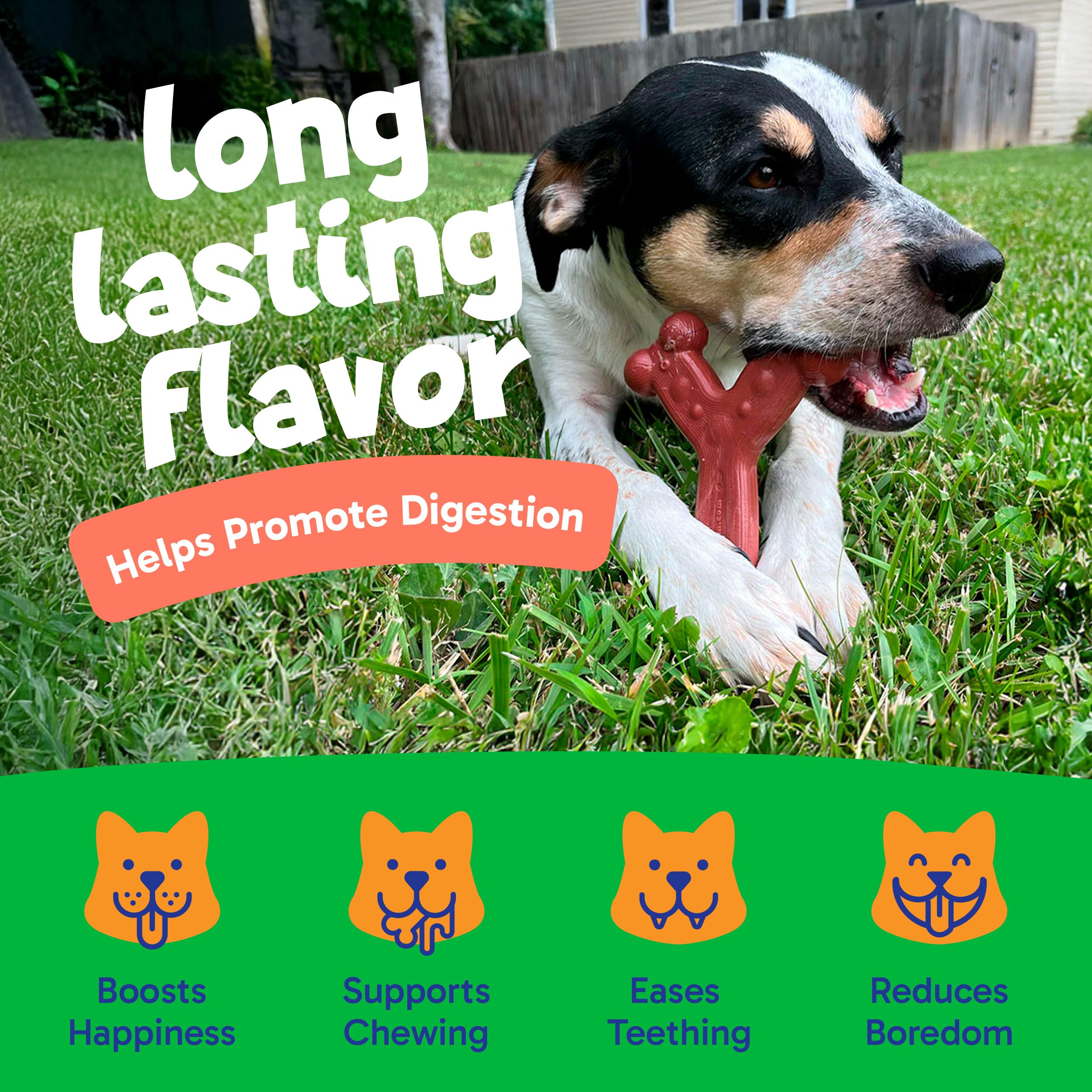Chew'Ems Durable Chewy Dog Toys | Long-Lasting & Flavorful Chew Dog Toys, Large Dog Breeds| Bacon-Flavored, Large Dogs