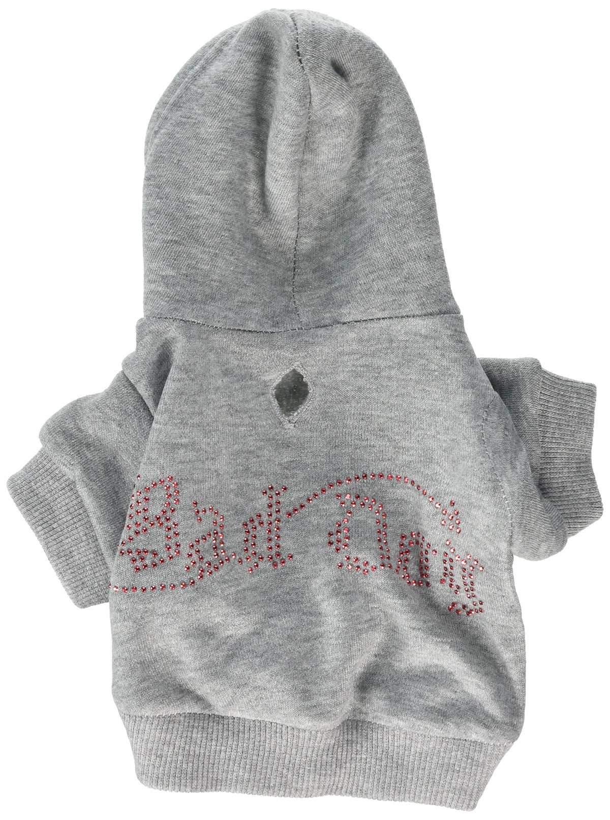 Pet, Dog & Cat Hoodie Rhinestone, Bad Dog Gray XS (0-3 lbs.)