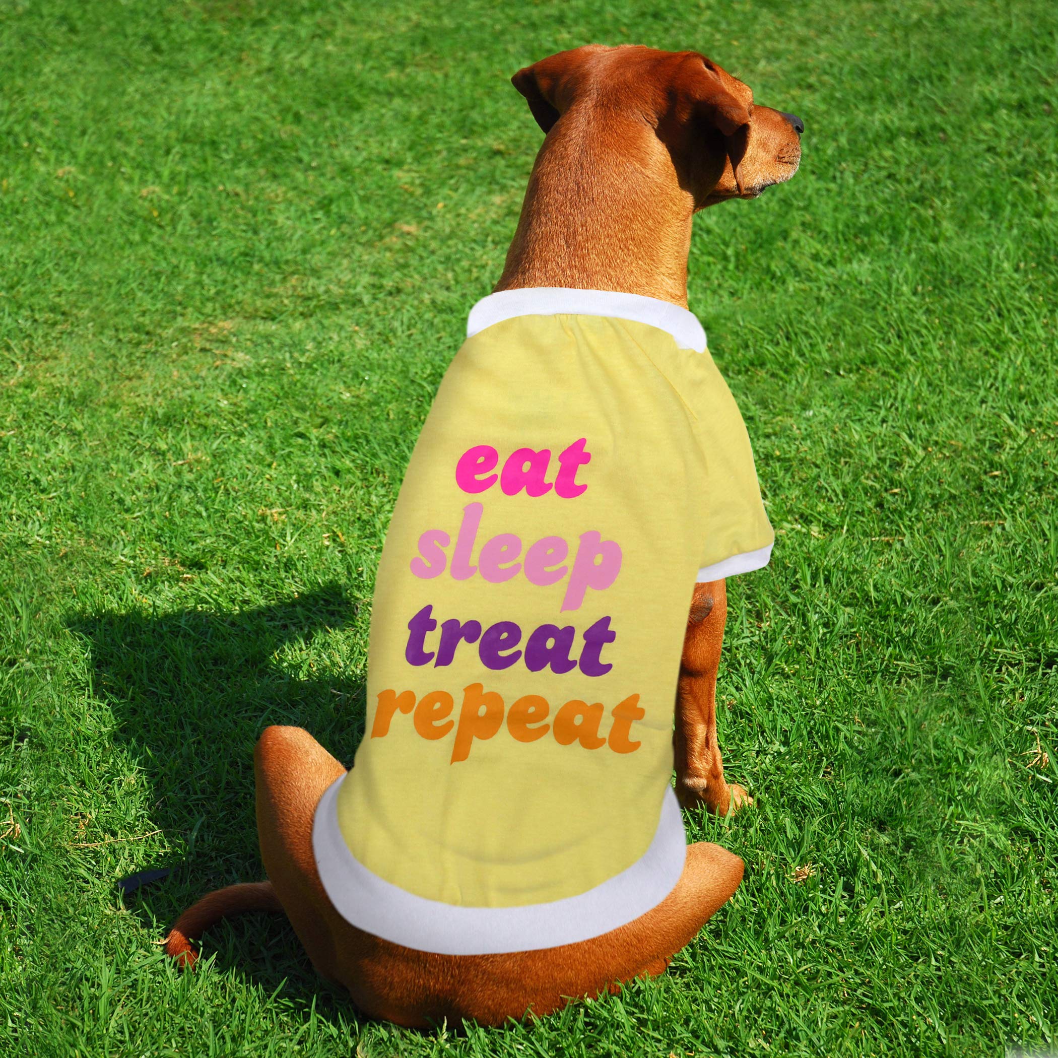 Laur Diy Pet Tee Shirt - Eat Sleep Treat Repeat - Laurdiy Dog Shirt, Medium