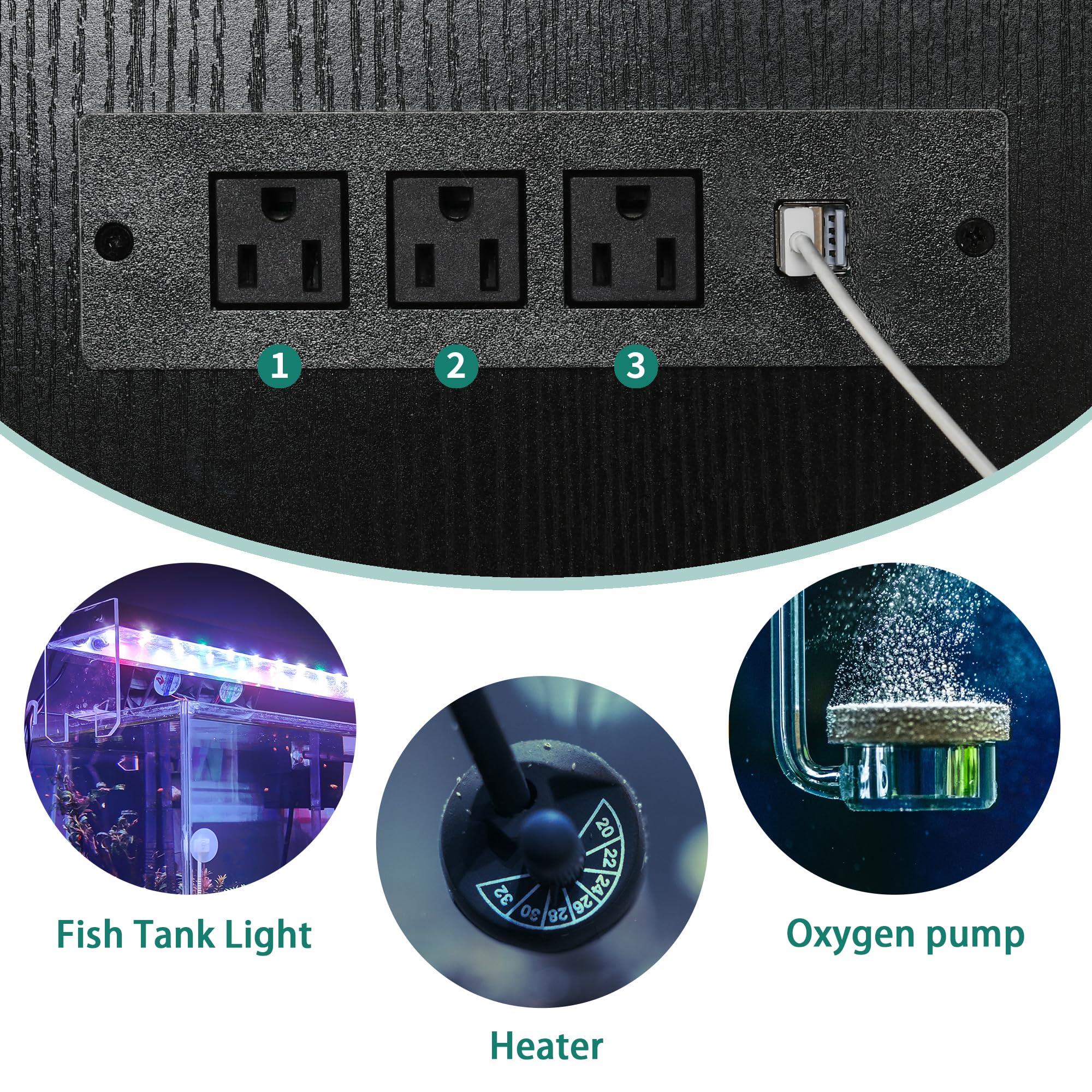 YITAHOME 90-120 Gallon Reptile Tank Stand with Power Outlet & LED Light, Heavy Duty Aquarium Stand w Accessories Storage Cabinet
