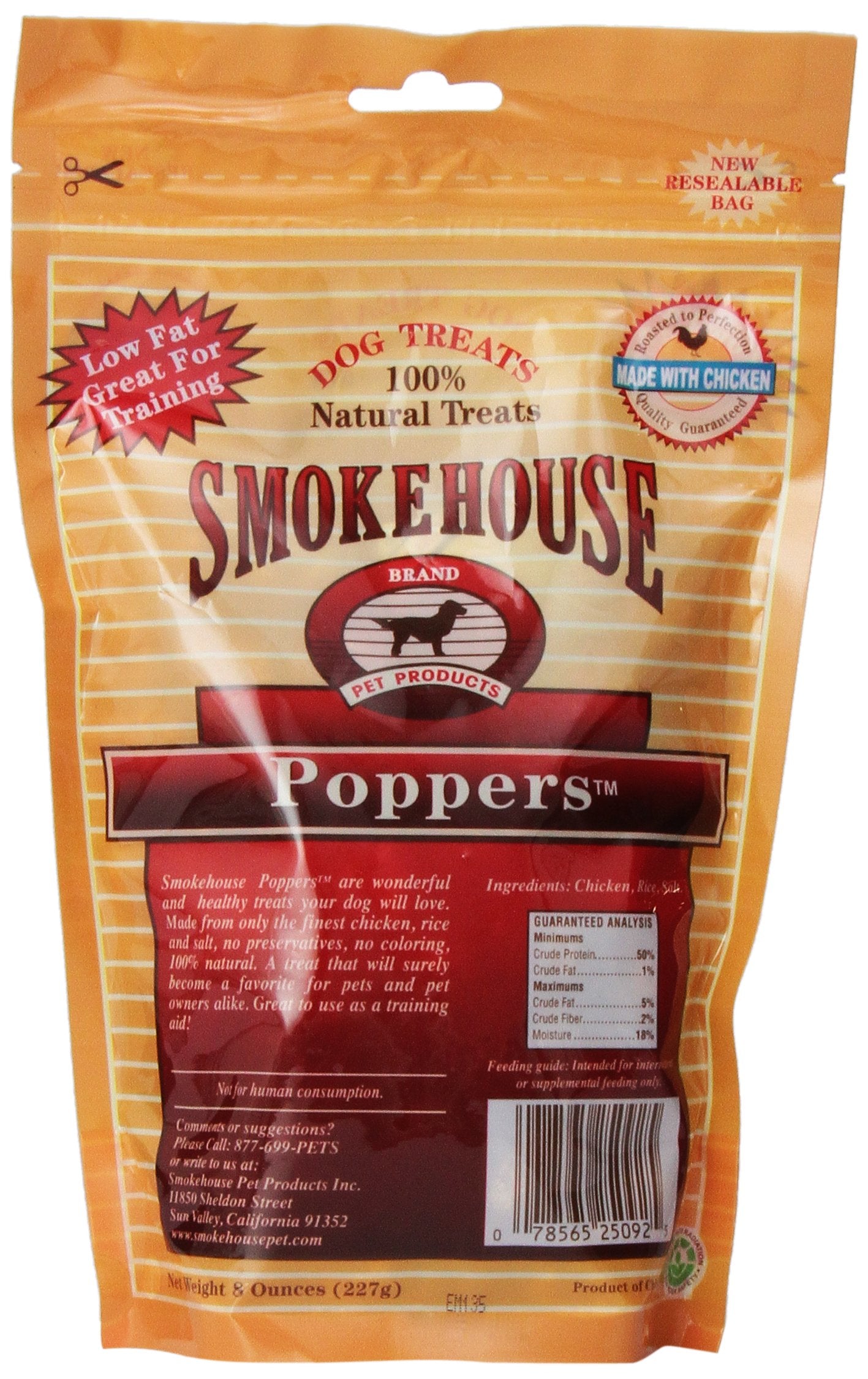Smokehouse 100-Percent Natural Chicken Poppers Dog Treats, 8-Ounce