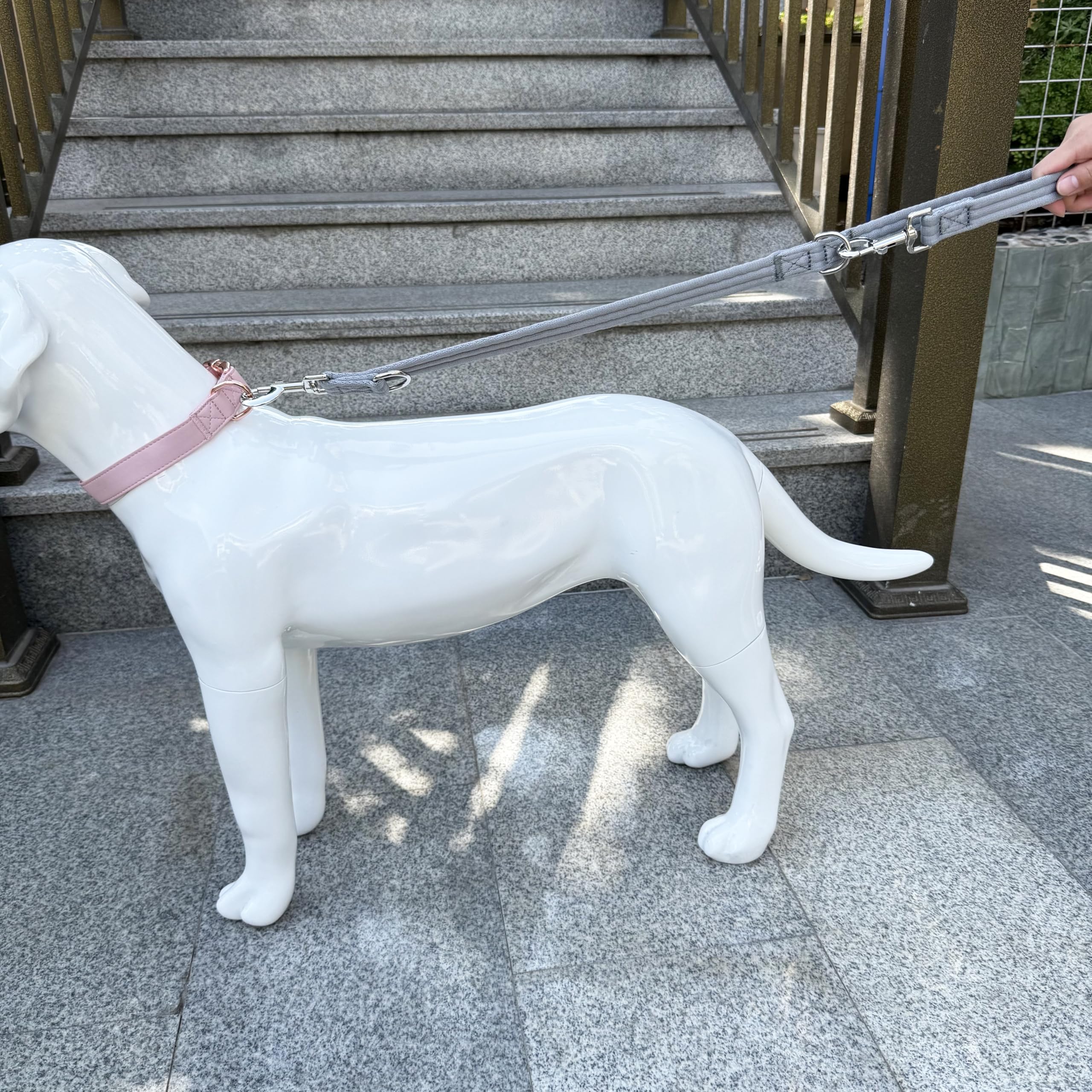 Double Ended Dog Leash,For Obedience Training Easy To Use,Lightweight,Soft For Large And Medium Dogs (Grey, 1M*2.5Cm)